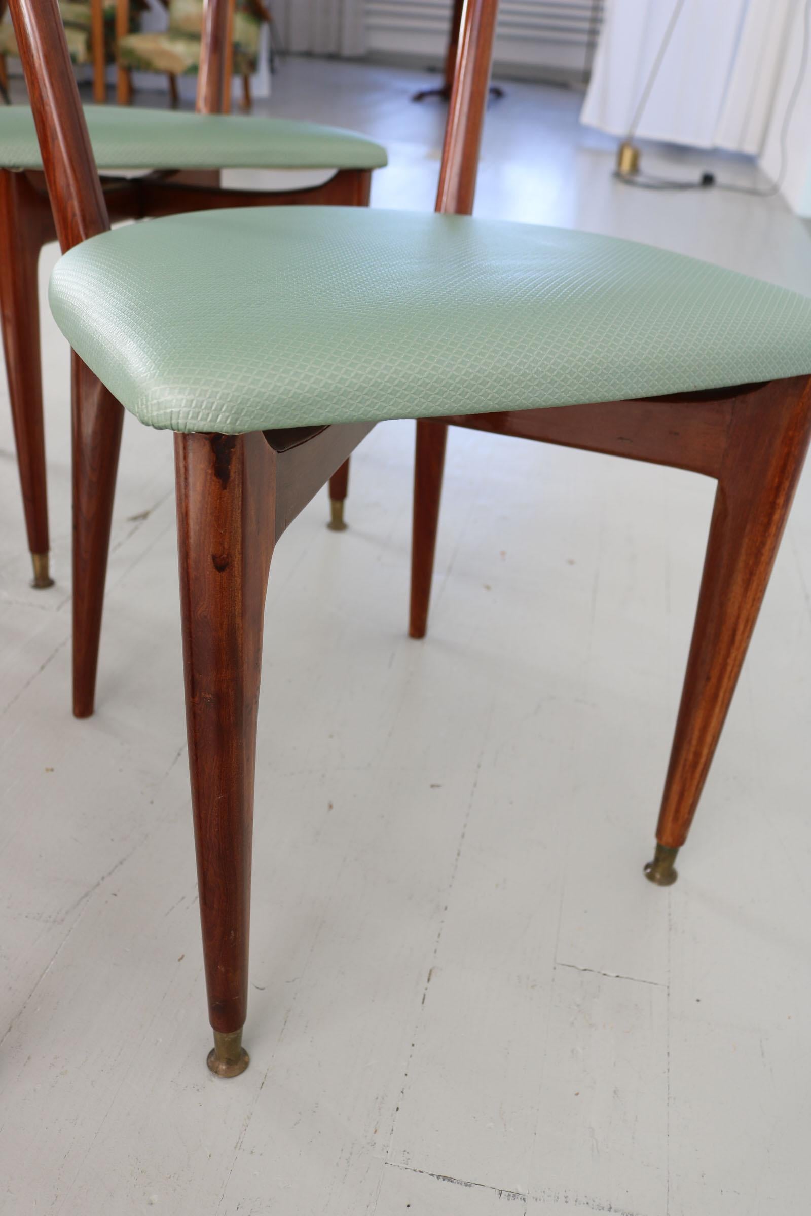 Ensemble de 6 chaises de salle à manger du milieu du siècle dernier de couleur menthe, à la manière d'Ico Parisi en vente 5