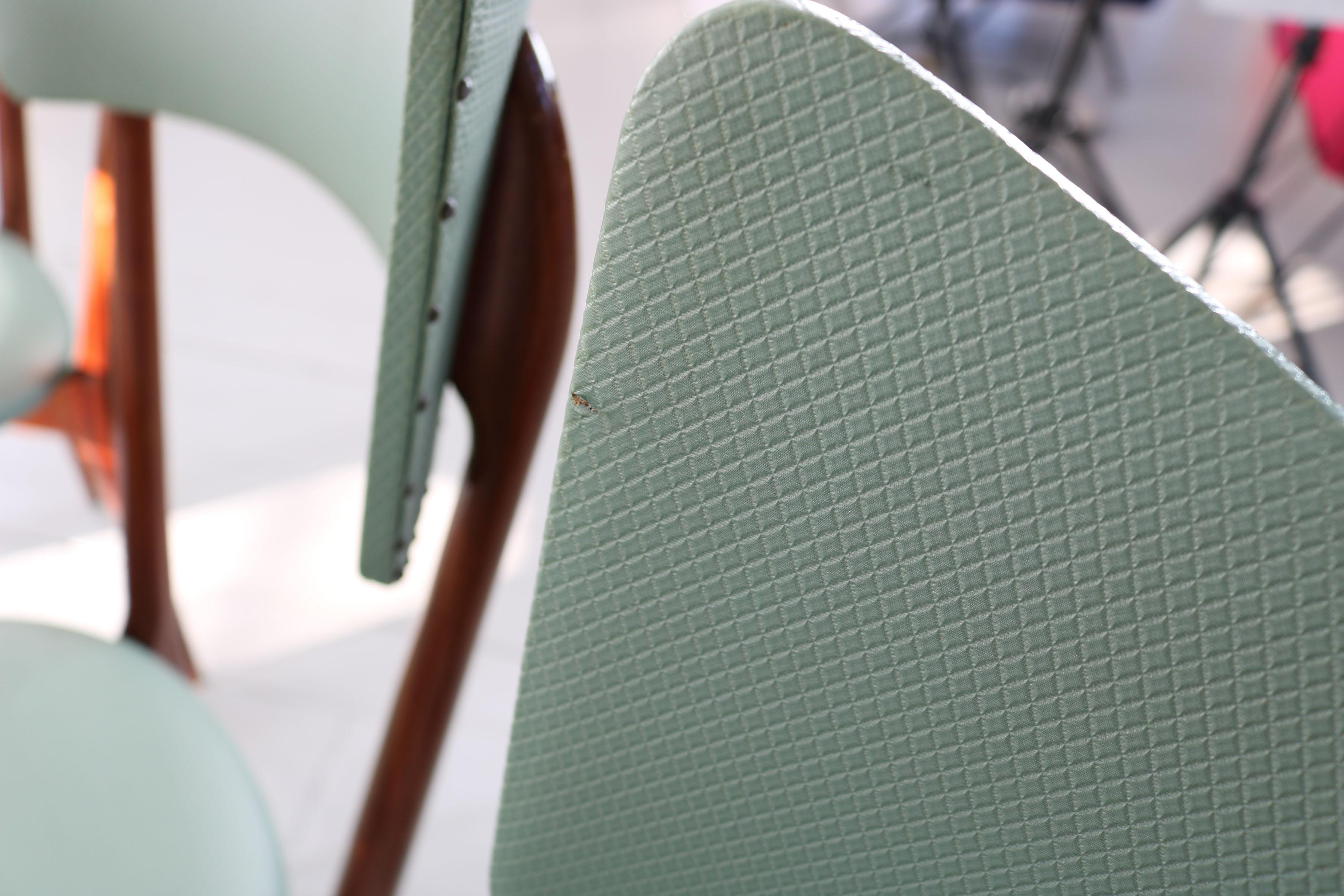 Ensemble de 6 chaises de salle à manger du milieu du siècle dernier de couleur menthe, à la manière d'Ico Parisi en vente 3