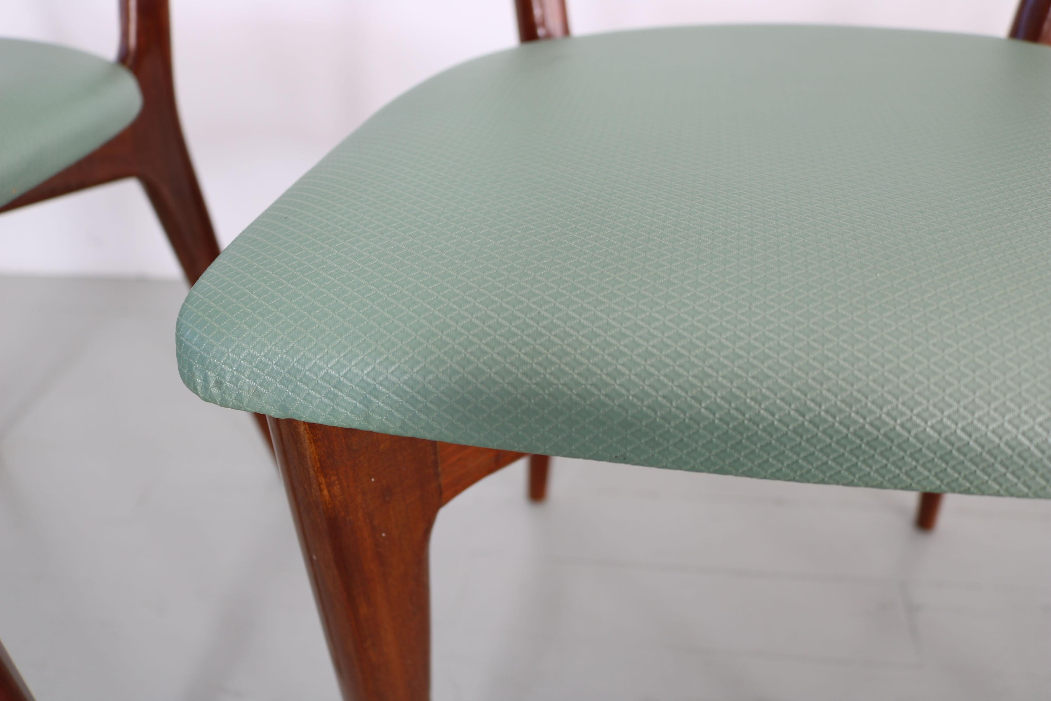 Ensemble de 6 chaises de salle à manger du milieu du siècle dernier de couleur menthe, à la manière d'Ico Parisi en vente 8
