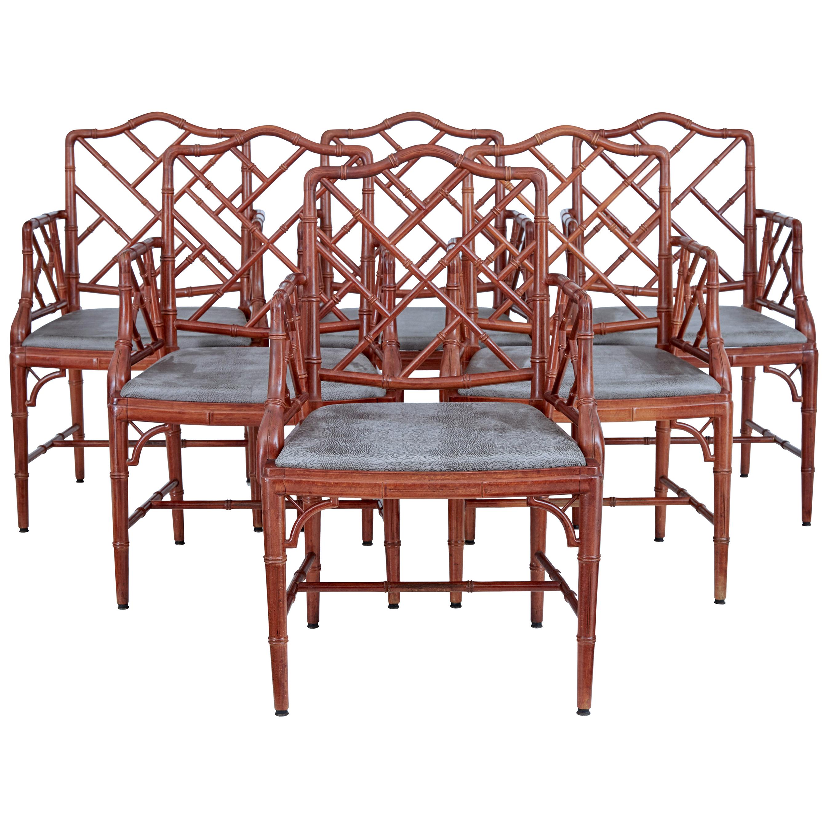 Set of 6 Miranda of Sweden Simulated Bamboo Dining Armchairs