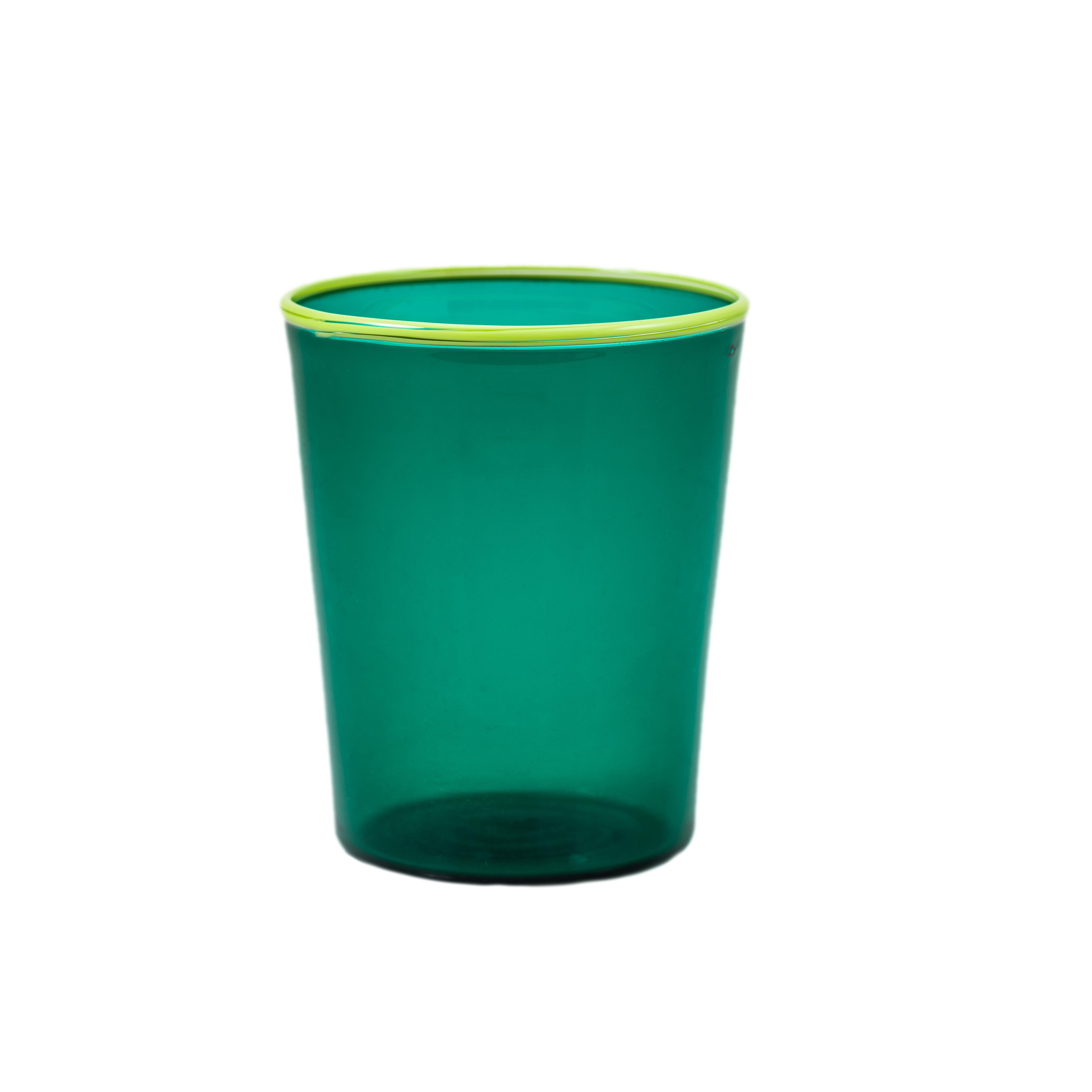 Set of 6 mixed Spring glasses with glass rims, made in Murano In New Condition For Sale In Venezia, IT