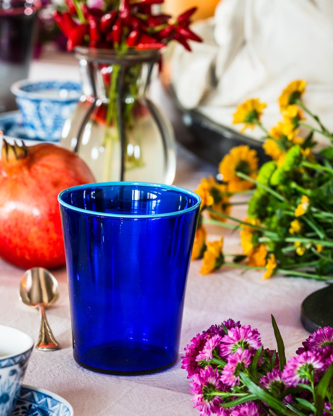 XXIe siècle et contemporain Set de 6 verres Spring mixtes avec rebords en verre, fabriqués à Murano en vente