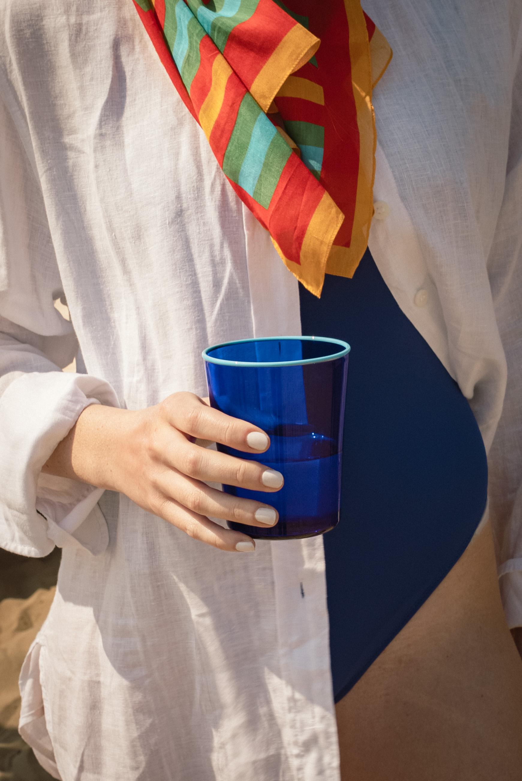 Set de 6 verres Spring mixtes avec rebords en verre, fabriqués à Murano en vente 2