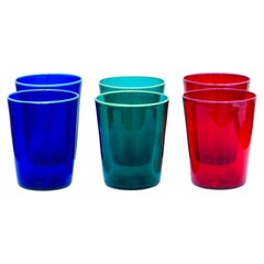 Juego de 6 vasos mixtos Primavera con bordes de cristal, fabricados en Murano