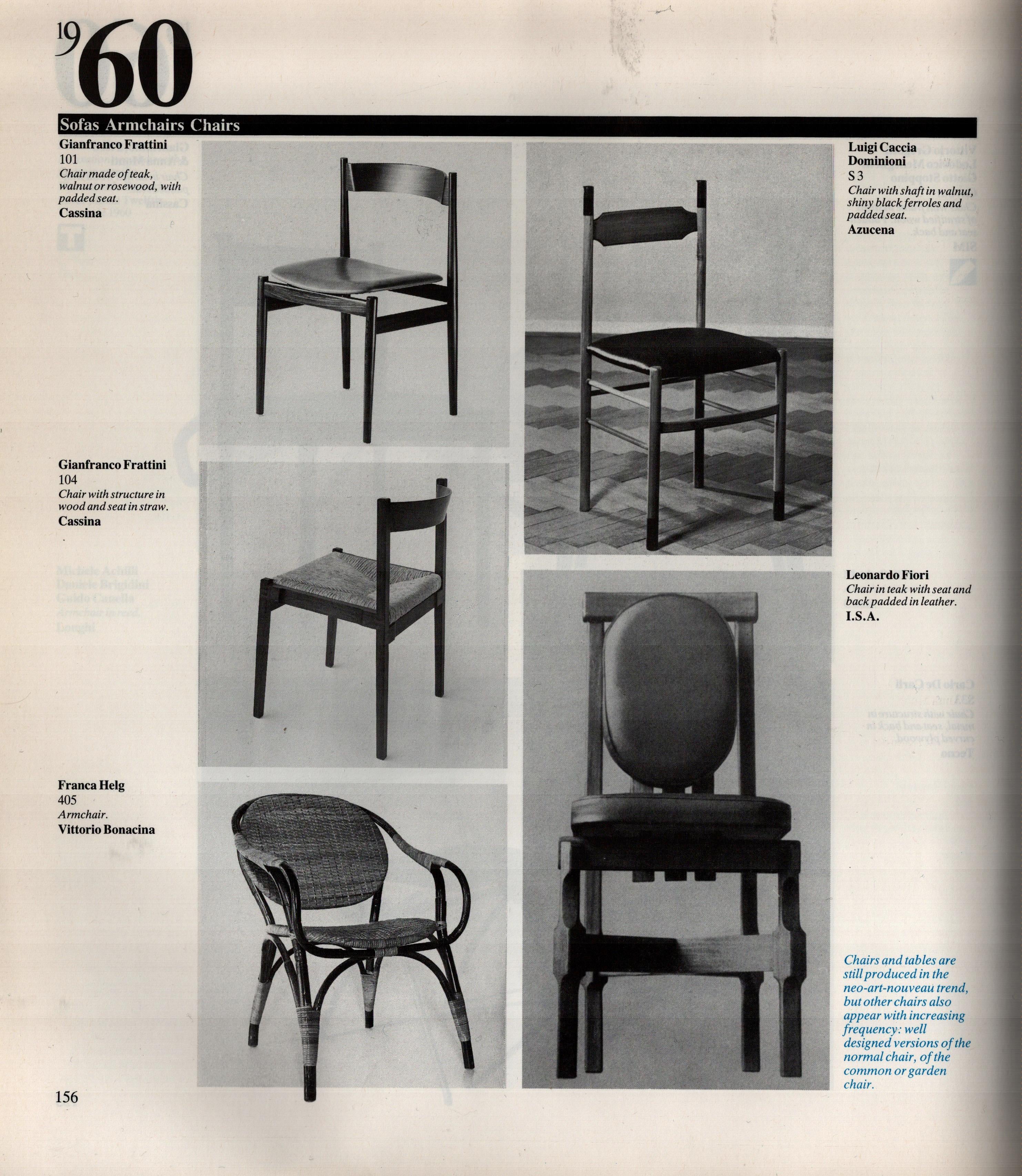 Satz von 6 Esszimmerstühlen „Modell 101“, entworfen von Gianfranco Frattini im Angebot 8