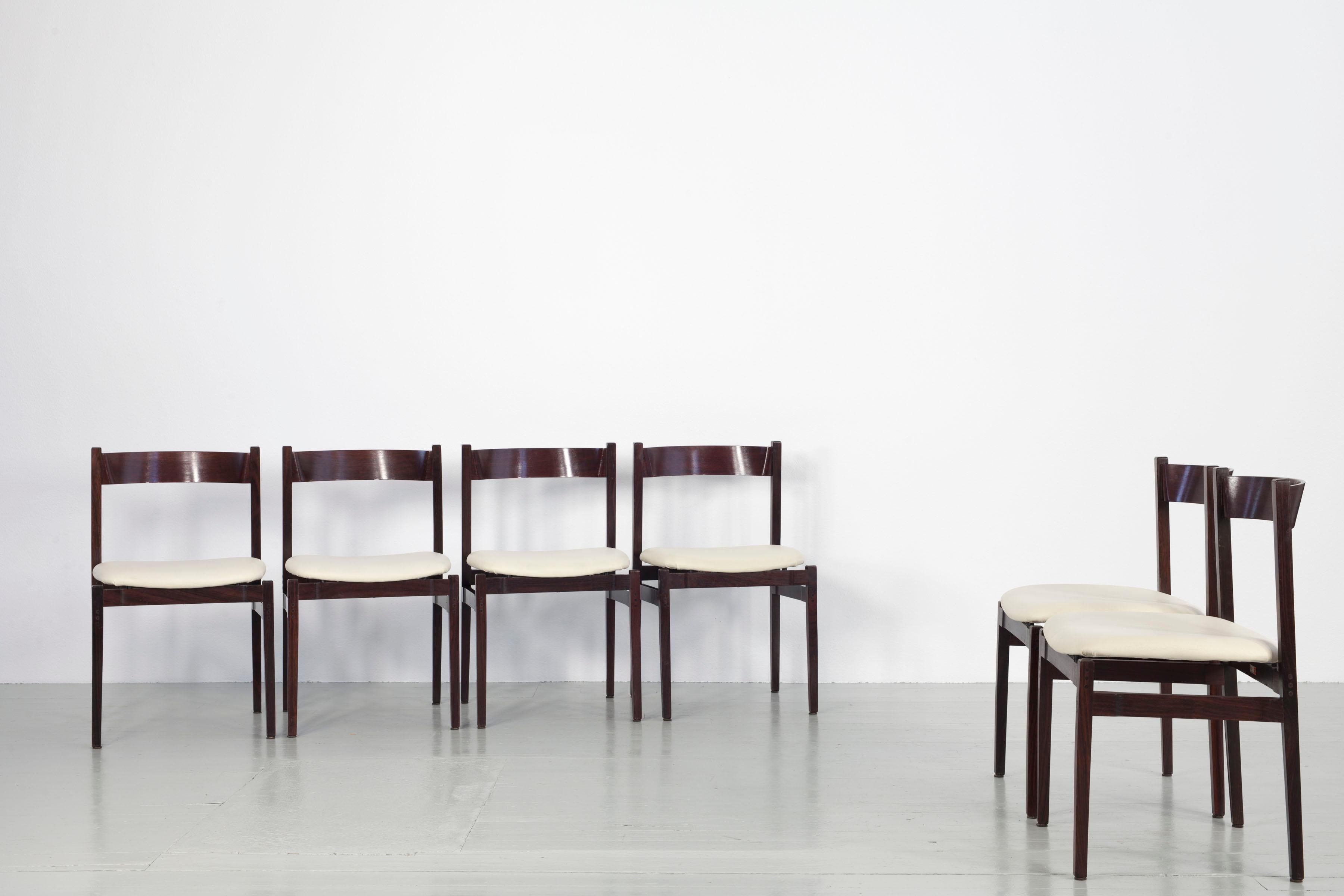 Satz von 6 Esszimmerstühlen „Modell 101“, entworfen von Gianfranco Frattini im Angebot 1