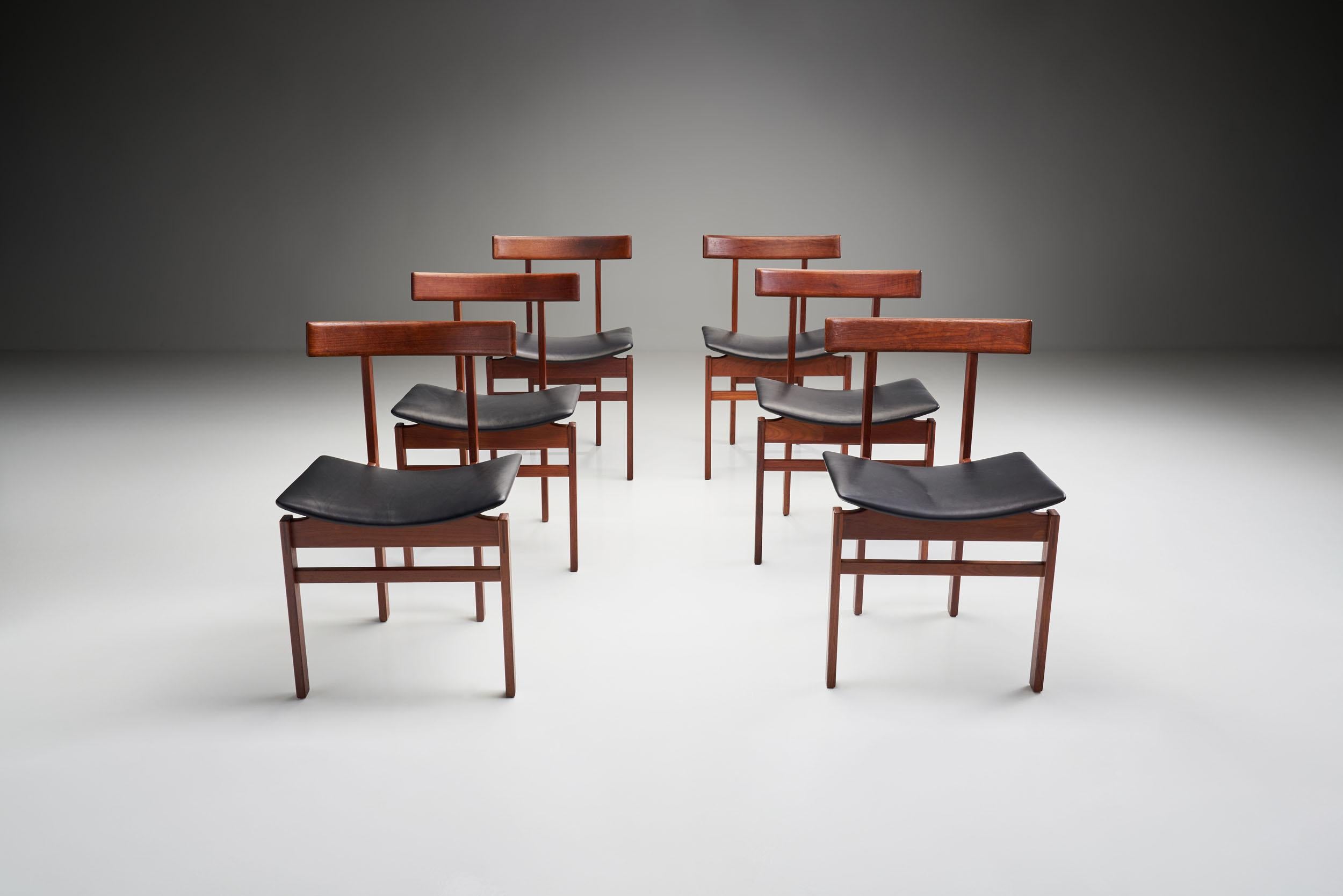 Mid-Century Modern Set of 6 “Model 193” Dining Chairs by Inger Klingenberg, Denmark 1960s For Sale