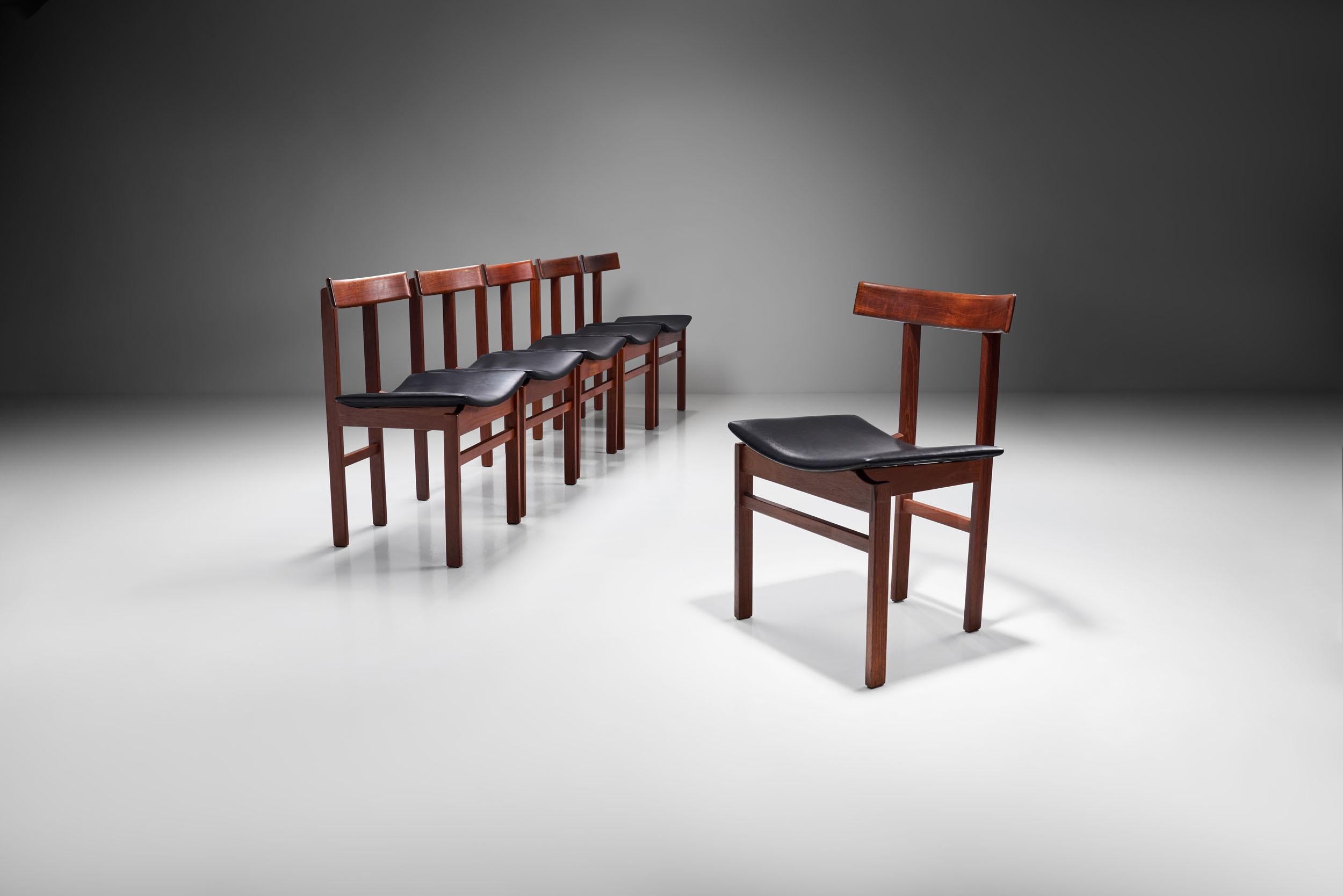 Danois Ensemble de 6 chaises de salle à manger modèle 193 par Inger Klingenberg, Danemark années 1960 en vente