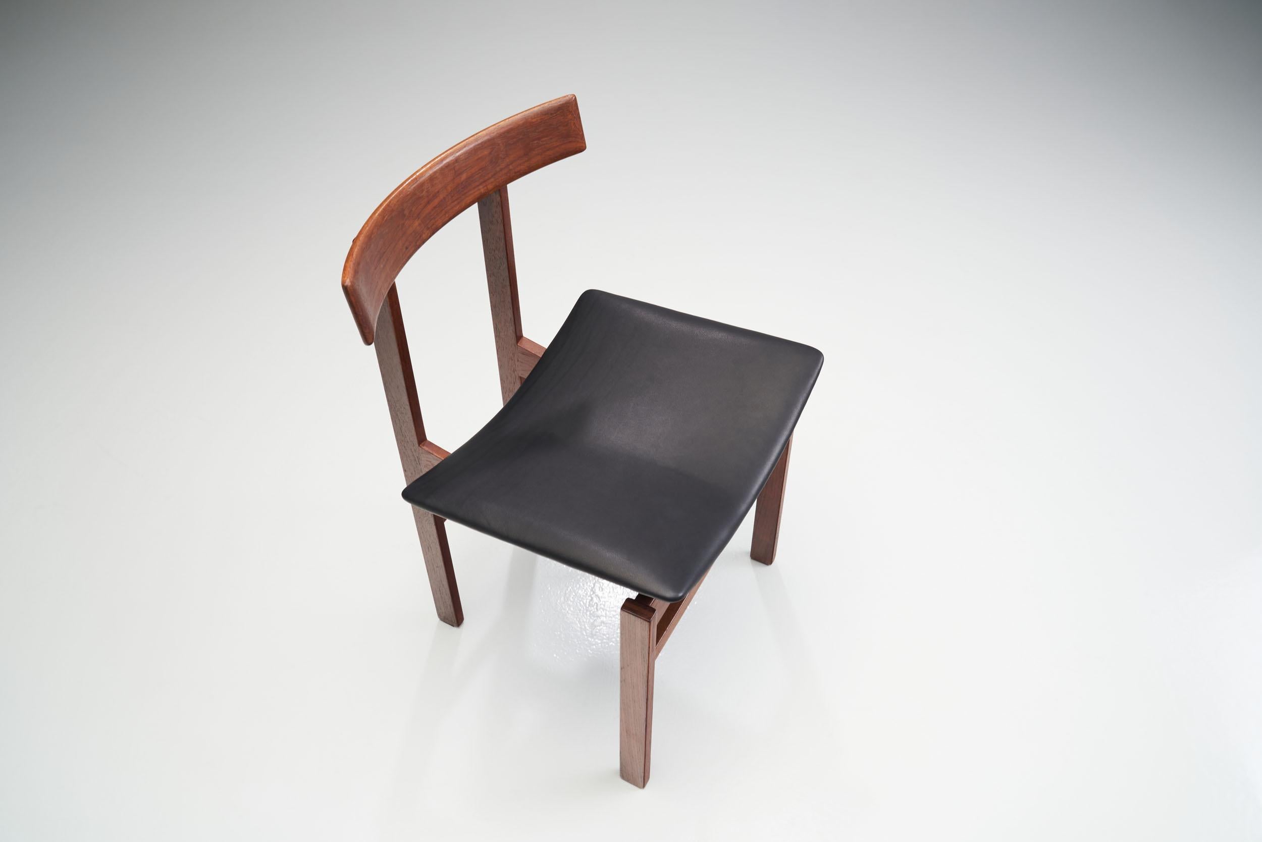 Leather Set of 6 “Model 193” Dining Chairs by Inger Klingenberg, Denmark 1960s For Sale