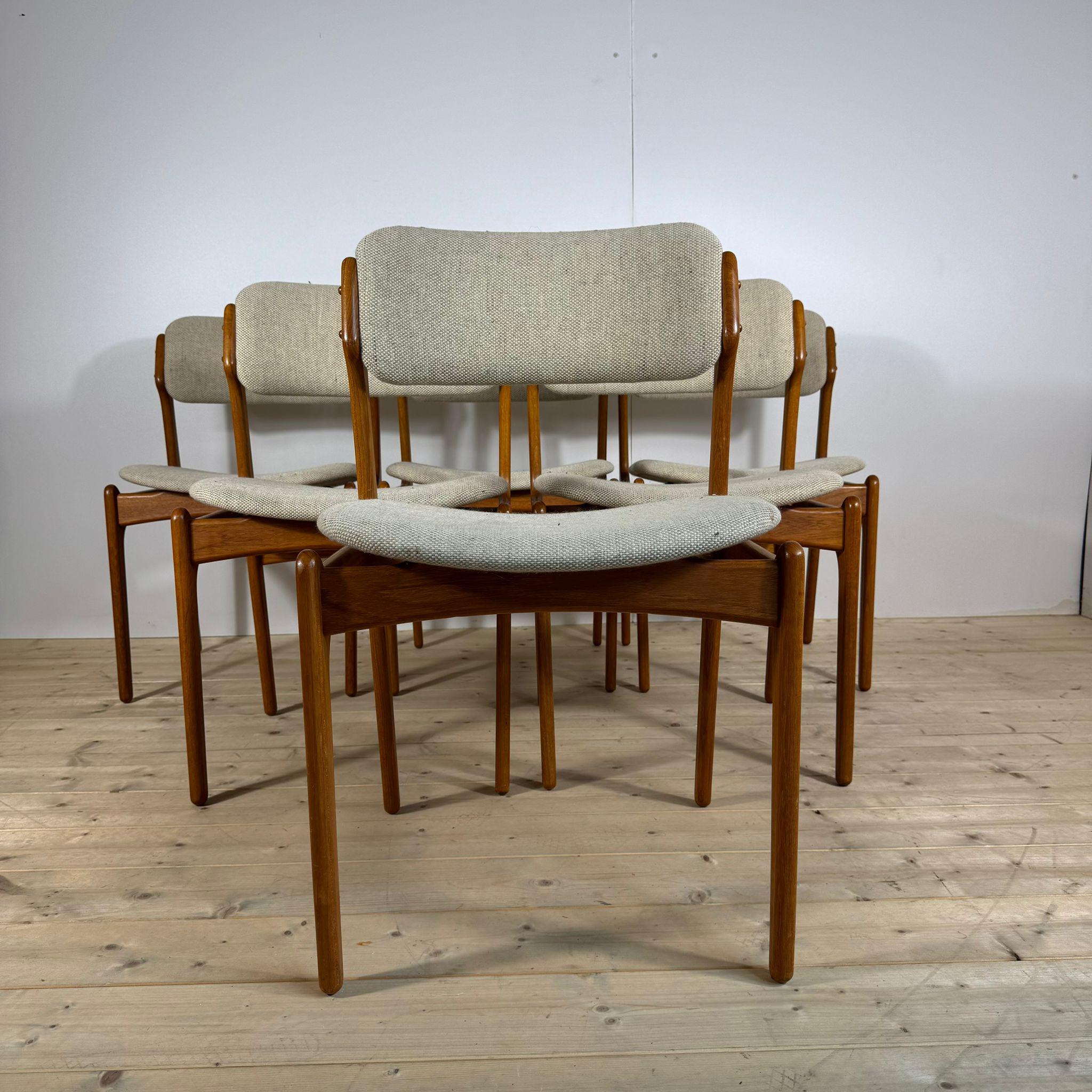 Satz von 6 Stühlen Modell 49, Erik Buch für O.D. Møbler, Dänemark 1960 im Zustand „Gut“ im Angebot in Torino, IT