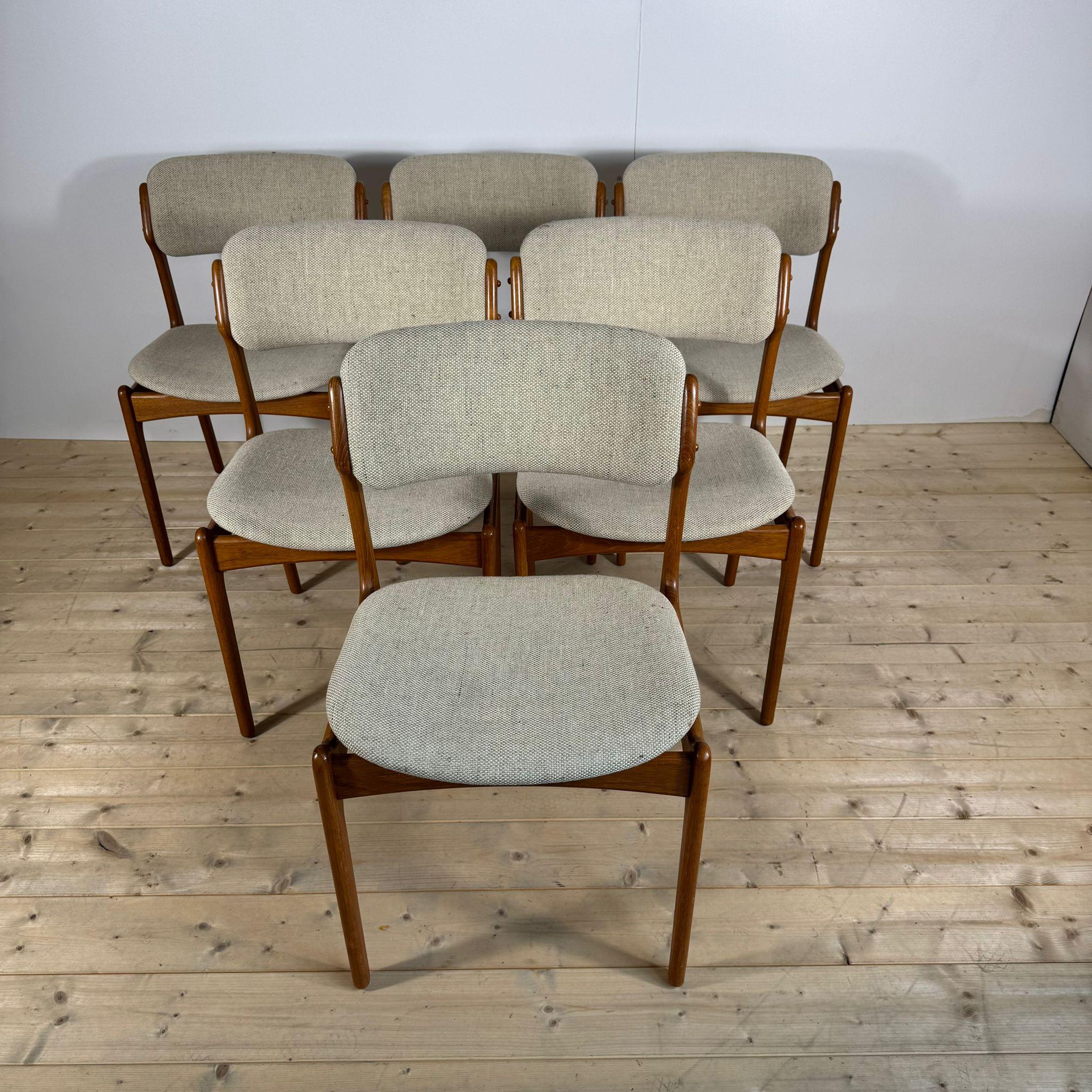 Satz von 6 Stühlen Modell 49, Erik Buch für O.D. Møbler, Dänemark 1960 (Mid-20th Century) im Angebot