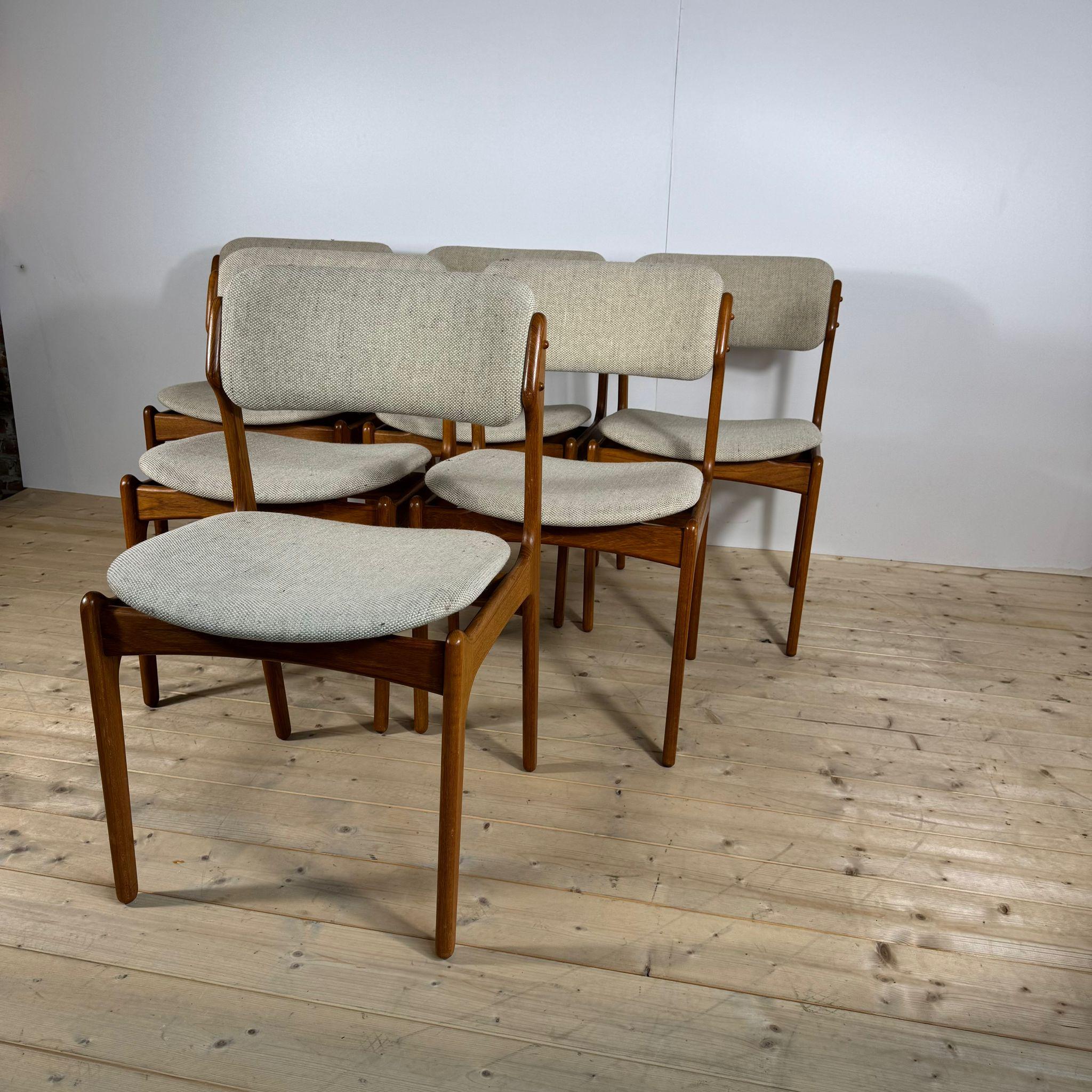 Satz von 6 Stühlen Modell 49, Erik Buch für O.D. Møbler, Dänemark 1960 (Teakholz) im Angebot