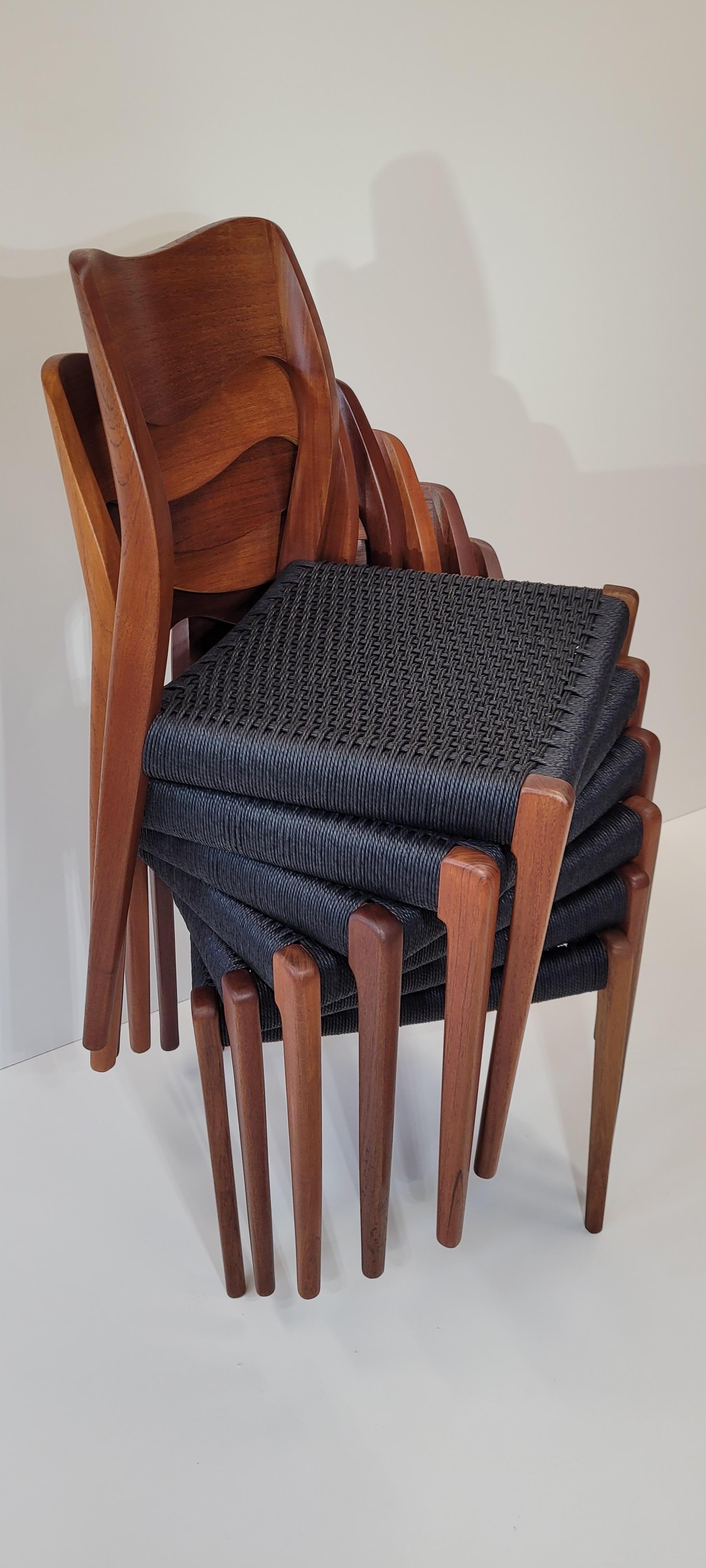 Teak Set of 5 Model 71 Dining Chairs by Niels Otto Mølle For Sale