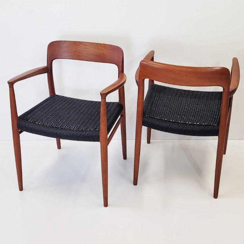 Set of 6 Model 75 & Model 56 Dining Chairs by Niels Otto Møller In Good Condition For Sale In Warminster, GB