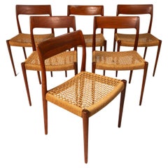 Set of 6 Model 77 by Niels O. Møller for JL Møllers Møbelfabrik, Denmark, 1960's
