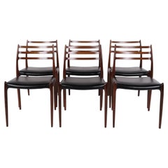 Set of 6 Model 78 Dining Chairs in Rosewood by N.O. Møller