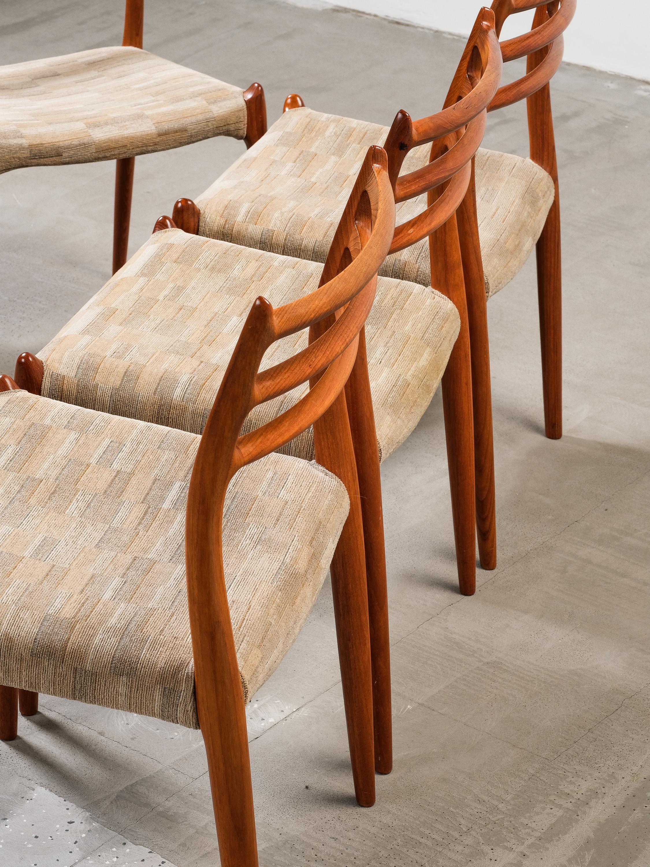 Set di 6 sedie da pranzo in teak Model 78 di Niels O. Møller, Danimarca, anni '60 in vendita 6