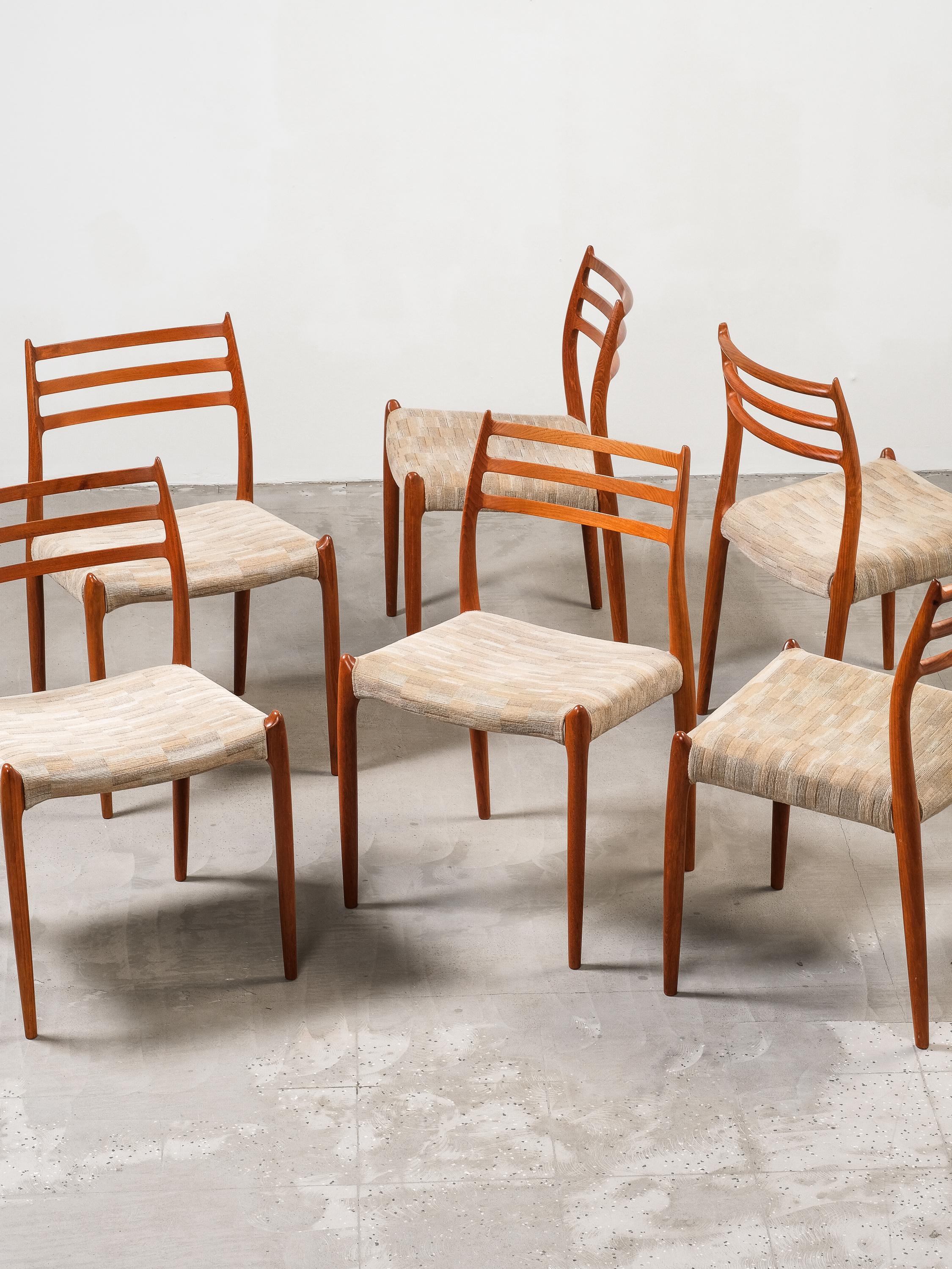 Set di 6 sedie da pranzo in teak Model 78 di Niels O. Møller, Danimarca, anni '60 in vendita 9