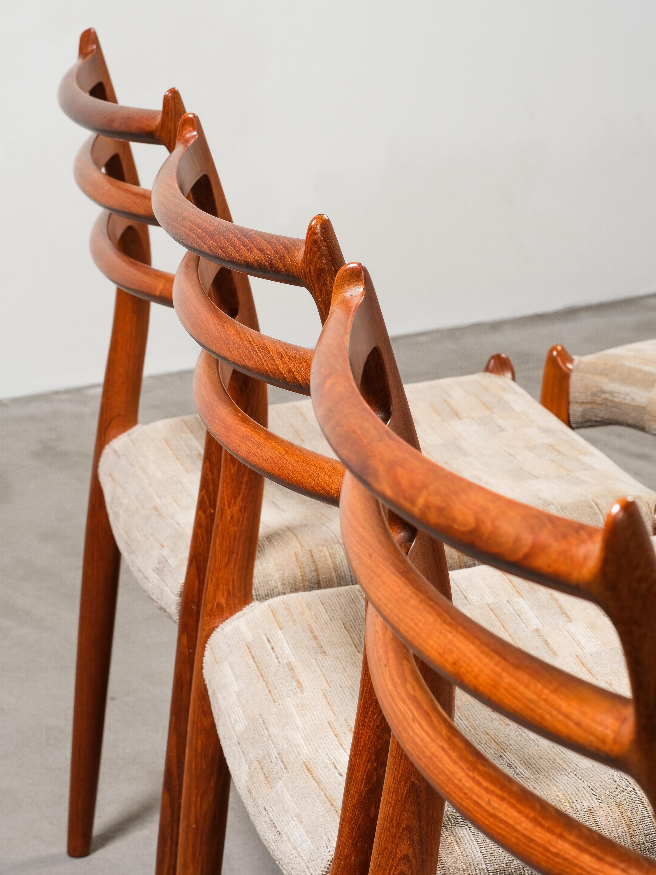 Set di 6 sedie da pranzo in teak Model 78 di Niels O. Møller, Danimarca, anni '60 in vendita 2