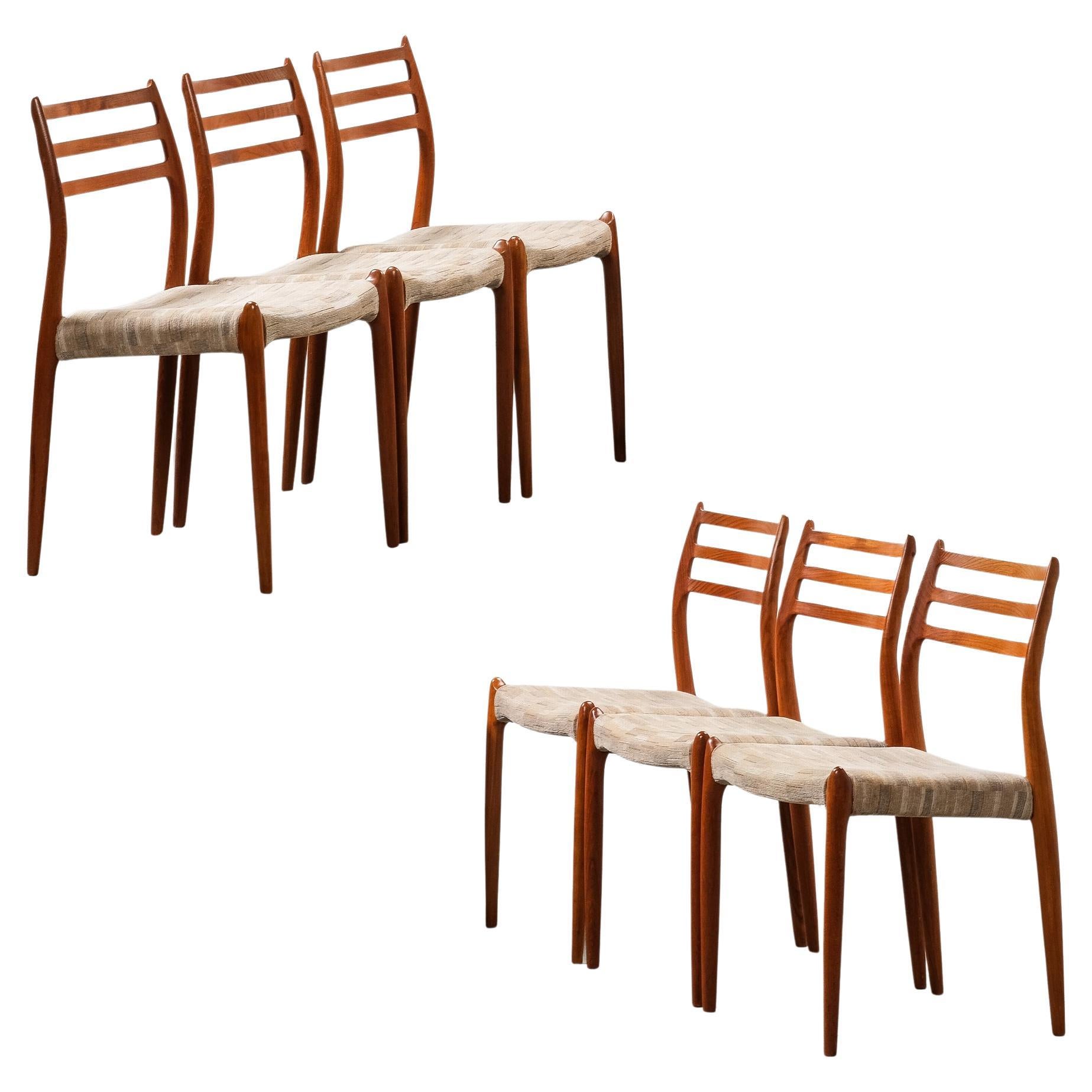 6 Esszimmerstühle Model 78 aus Teakholz von Niels O. Møller, Dänemark, 1960er Jahre