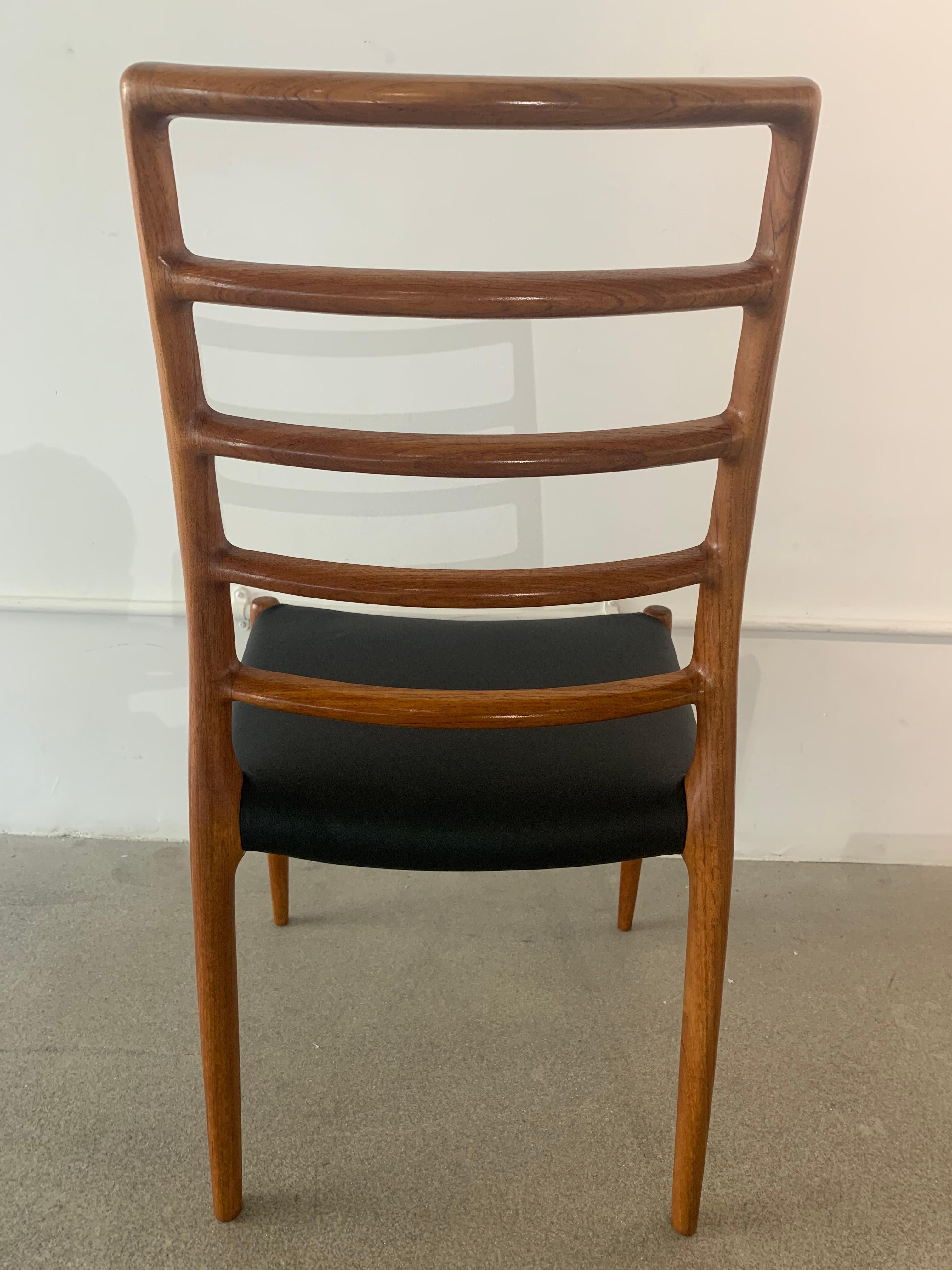 Set of 6 Model 82 Teak and Leather Ladder Back Dining Chairs by Niels O. Møller 9