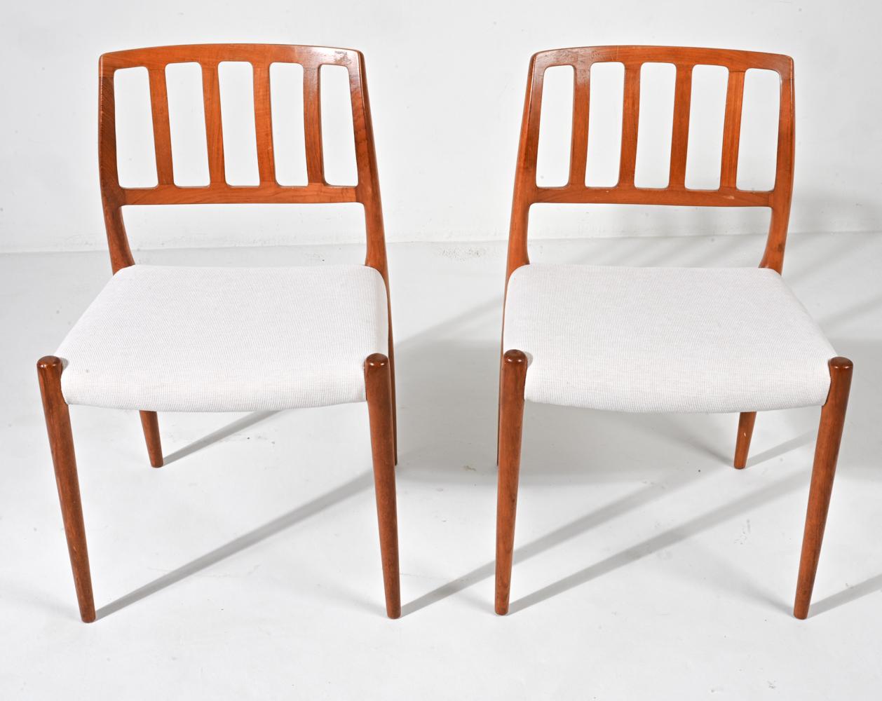 Set of '6' Model 83 Dining Chairs in Teak & Fabric; Niels Otto Møller, Denmark In Good Condition For Sale In Norwalk, CT