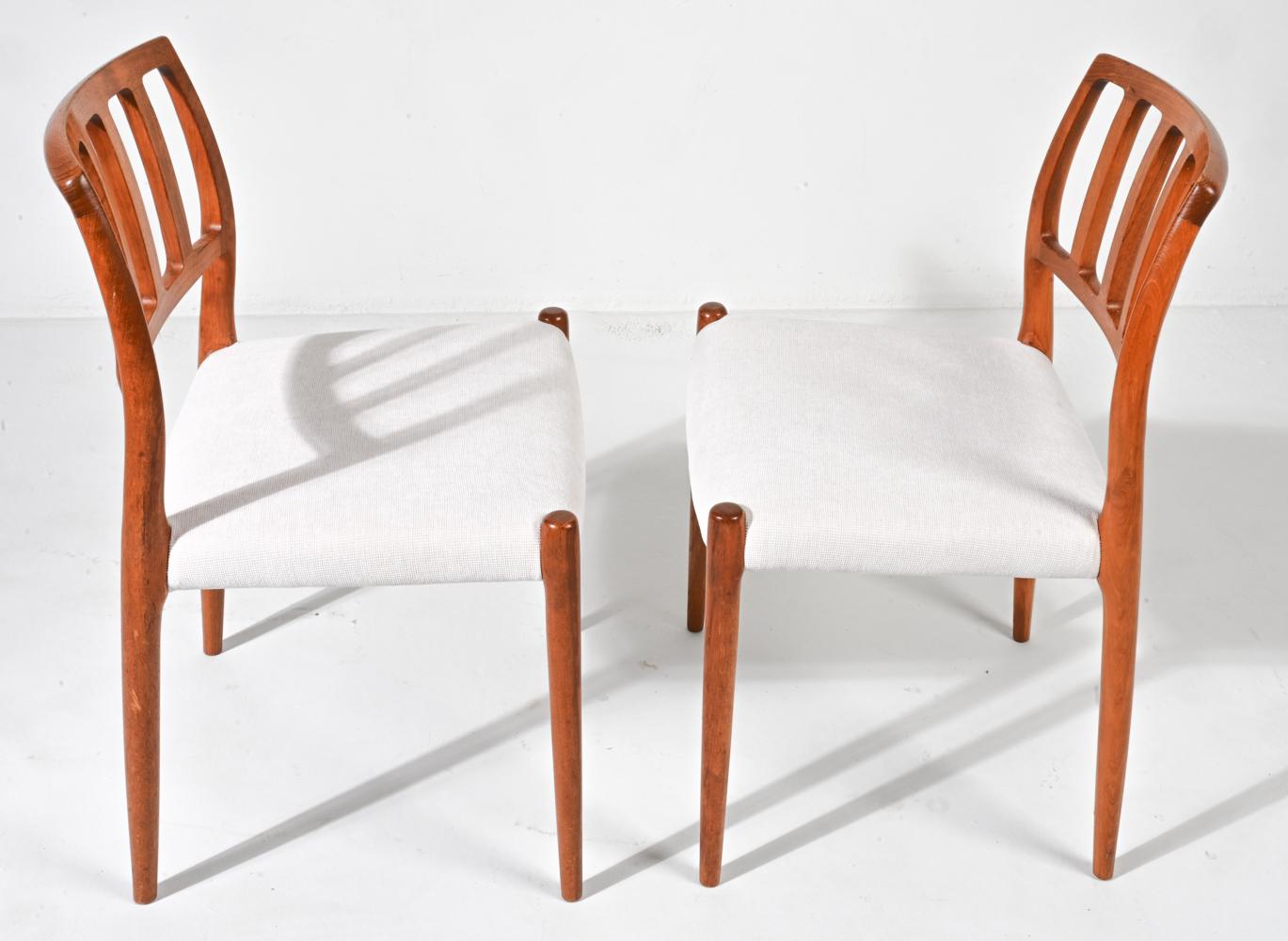 Set of '6' Model 83 Dining Chairs in Teak & Fabric; Niels Otto Møller, Denmark For Sale 1