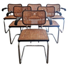 Ensemble de 6 chaises « Césca » modèle B64 avec accoudoirs de Marcel Breuer pour KnollStudio