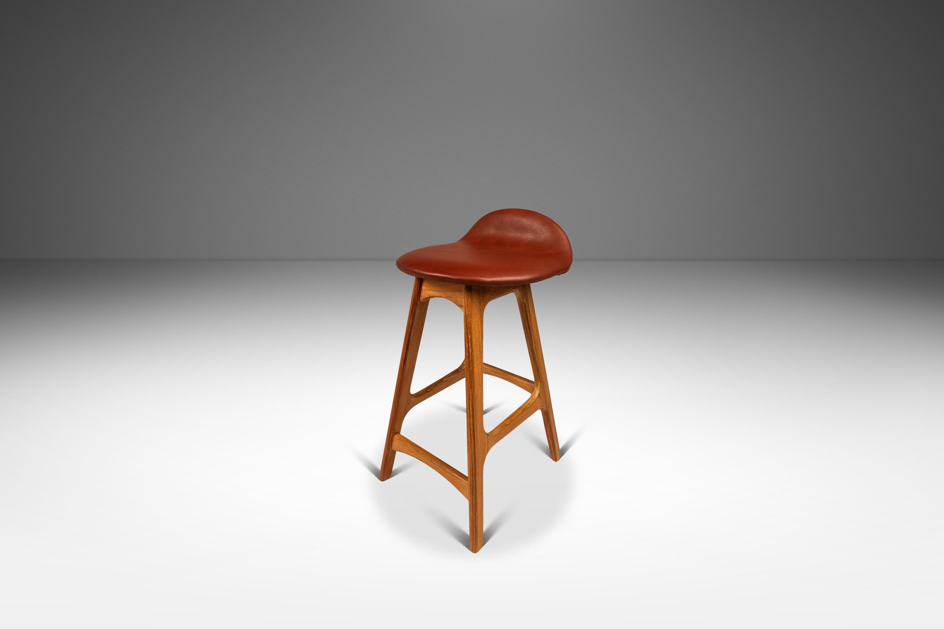 Mid-Century Modern Set of 6 Model OD-61 Bar Stools for Erik Buch for O.D. Mobler, Denmark, 1960's