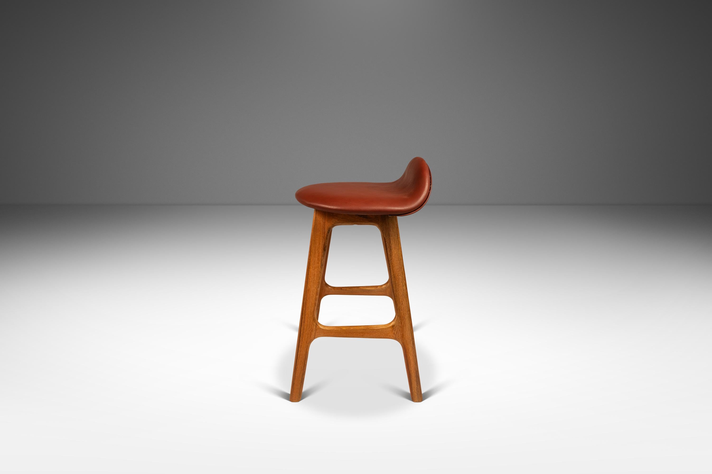 Danish Set of 6 Model OD-61 Bar Stools for Erik Buch for O.D. Mobler, Denmark, 1960's