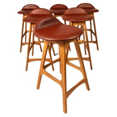 Set of 6 Model OD-61 Bar Stools for Erik Buch for O.D. Mobler, Denmark, 1960's