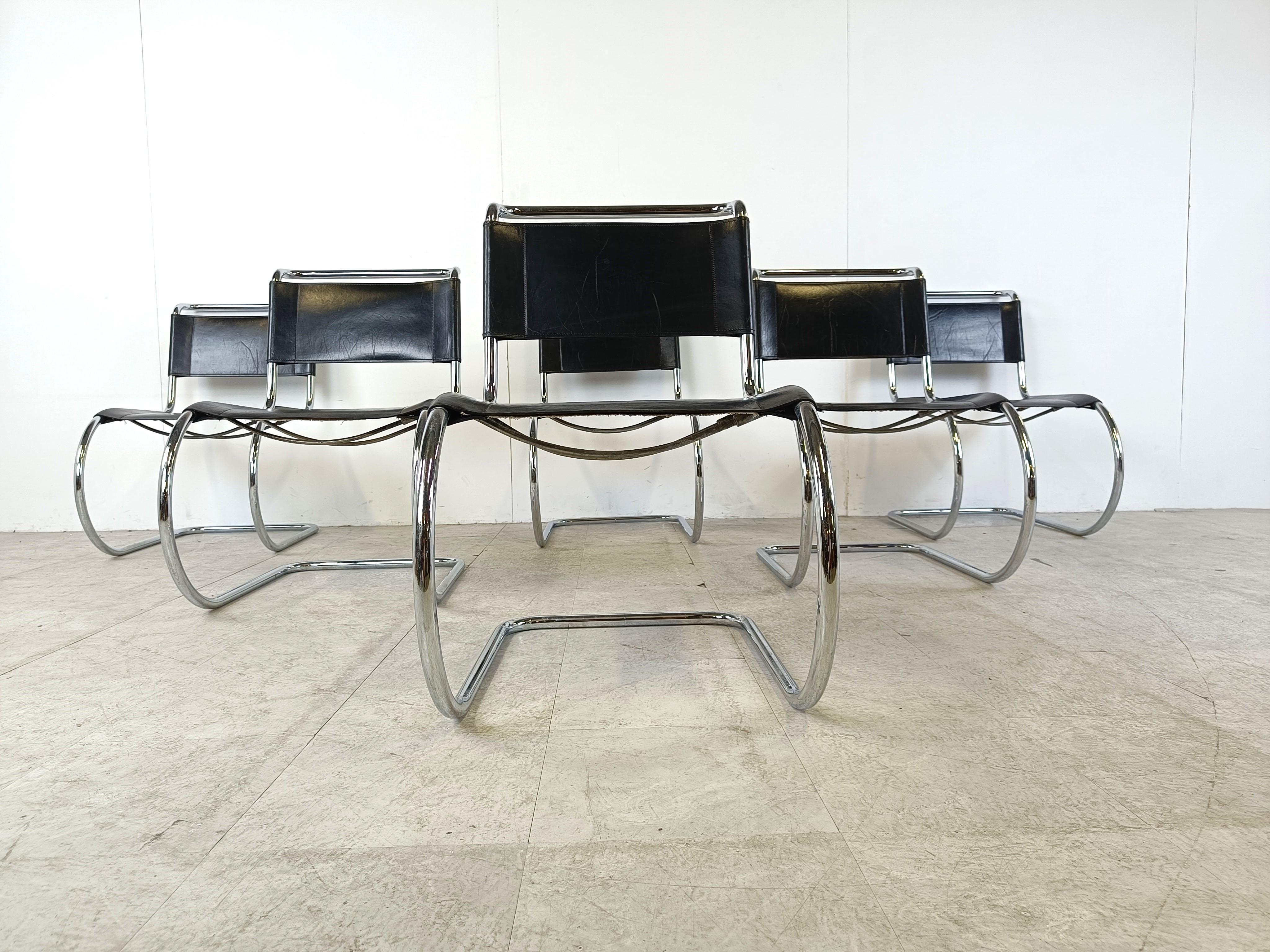 Set of 6 Model S533 Chairs by Mies van der Rohe for Thonet, 1970s, Set of 6 In Good Condition In HEVERLEE, BE
