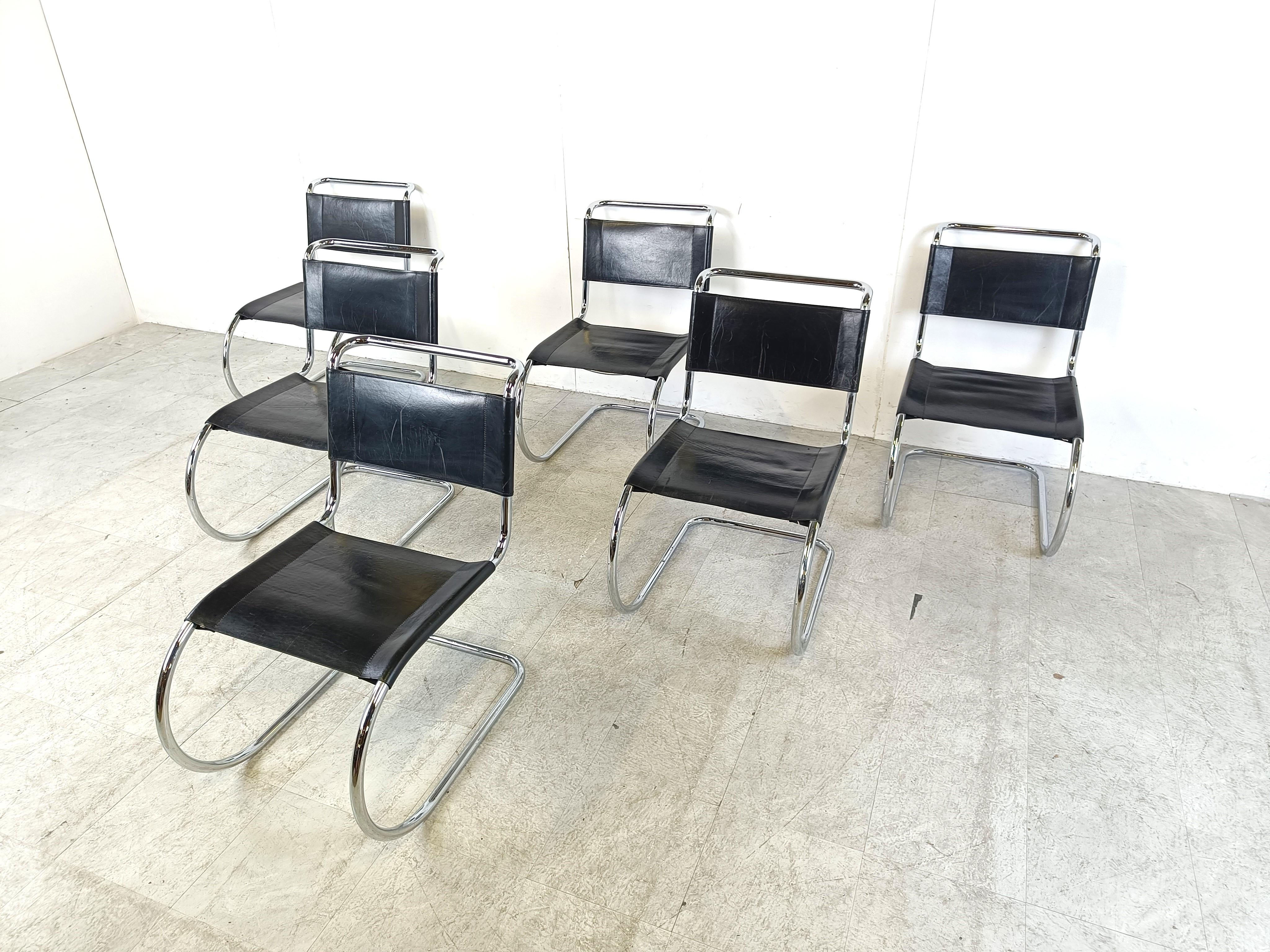 Late 20th Century Set of 6 Model S533 Chairs by Mies van der Rohe for Thonet, 1970s, Set of 6