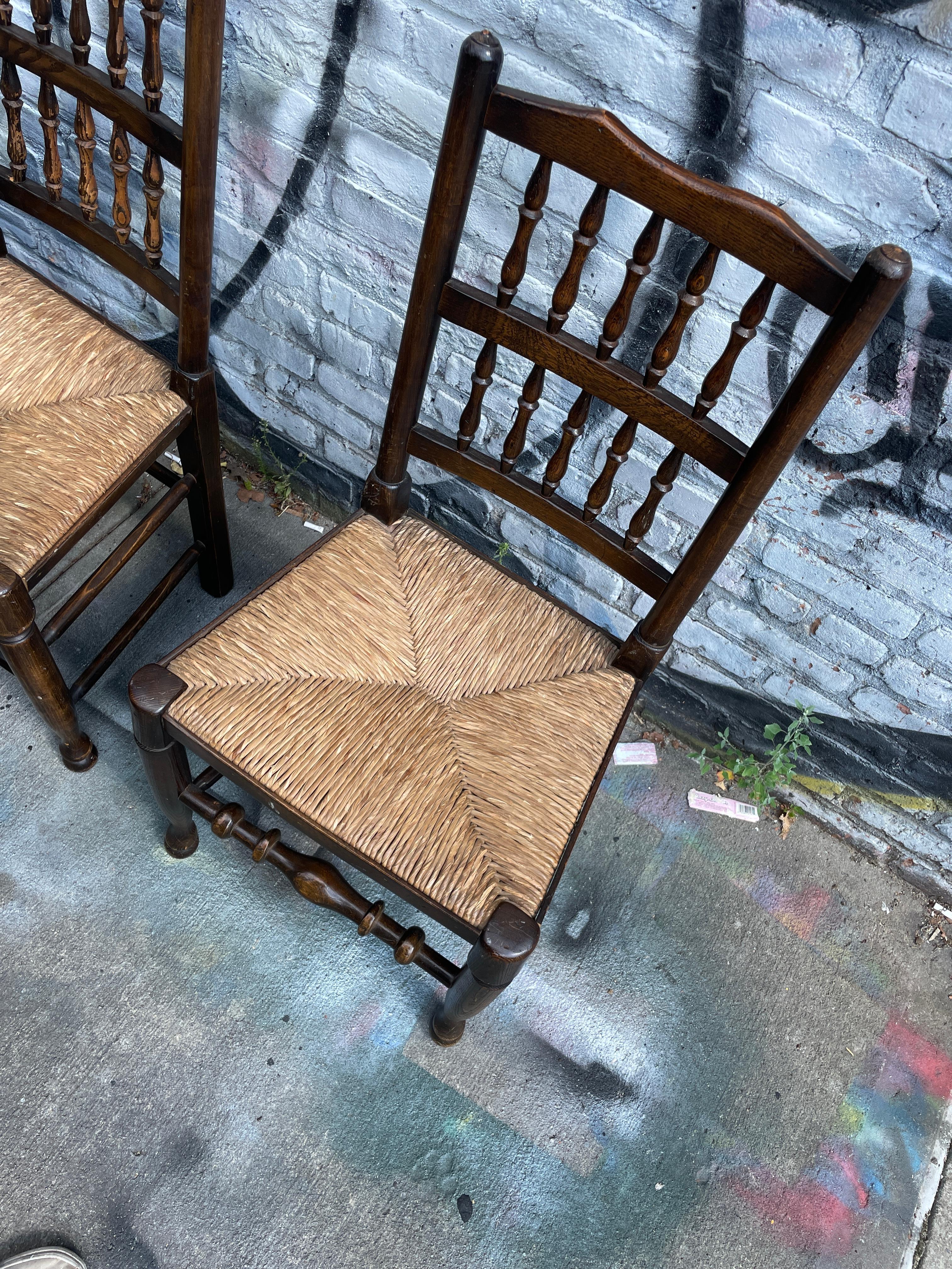 Arts and Crafts Set of 6 Modern Antique Style English Rush Dining Chairs