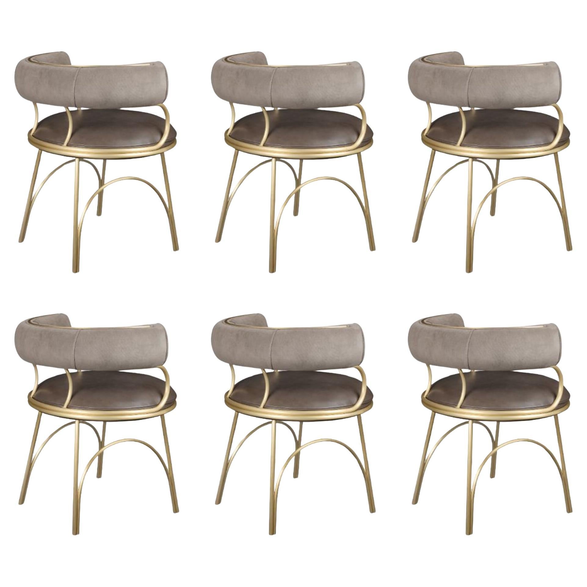 Juego de 6 Sillas de Comedor Modernas Austin Terciopelo Acero by Porus Studio