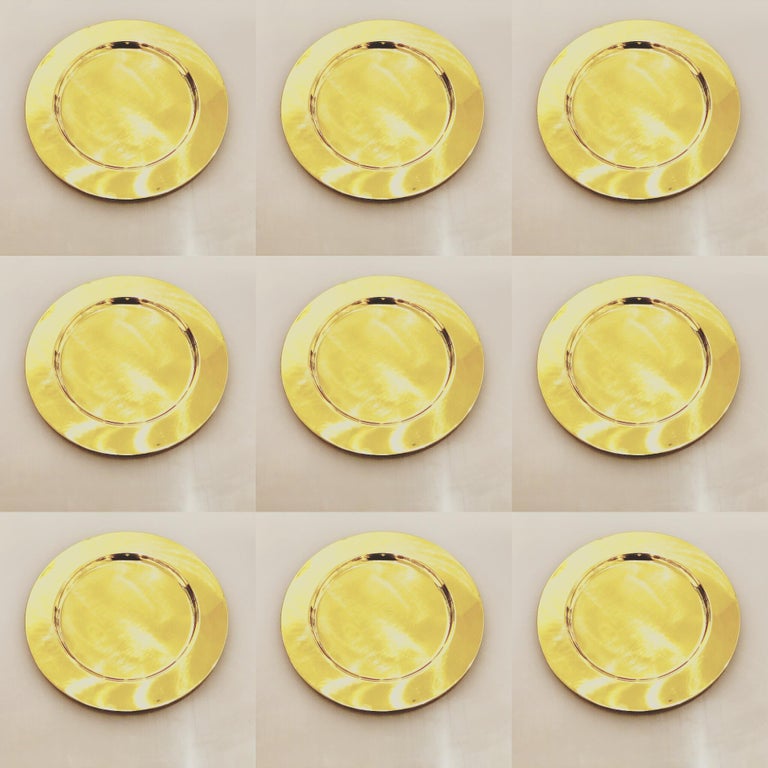 Set of 6 Modern Charger Plates in Brass Made in Denmark For Sale at 1stdibs