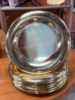 Set of 6 Modern Charger Plates in Brass Made in Italy, 1970s