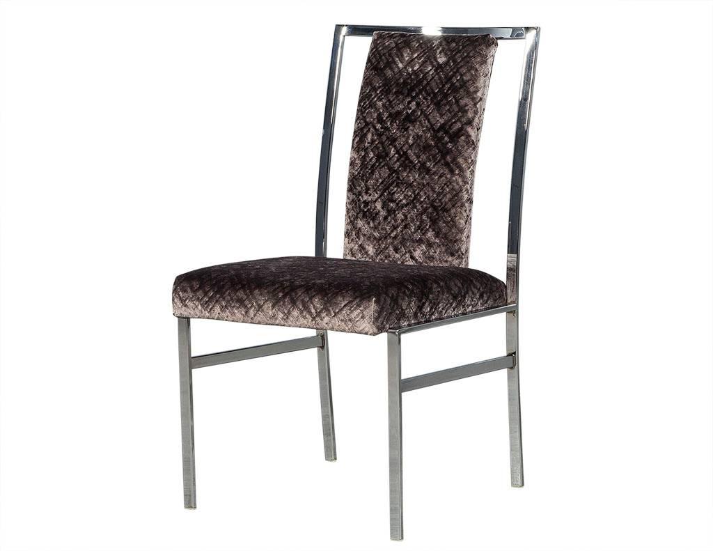 Set of Six Modern Chrome Dining Chairs In Excellent Condition In North York, ON