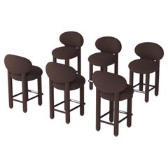 Lot de 6 chaises de comptoir modernes Flock CS1/65cm en polyester Baloo Boucle by NOOM