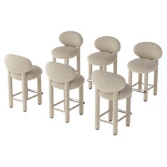 Lot de 6 chaises de comptoir modernes Flock CS1/65cm en polyester Baloo Boucle by NOOM