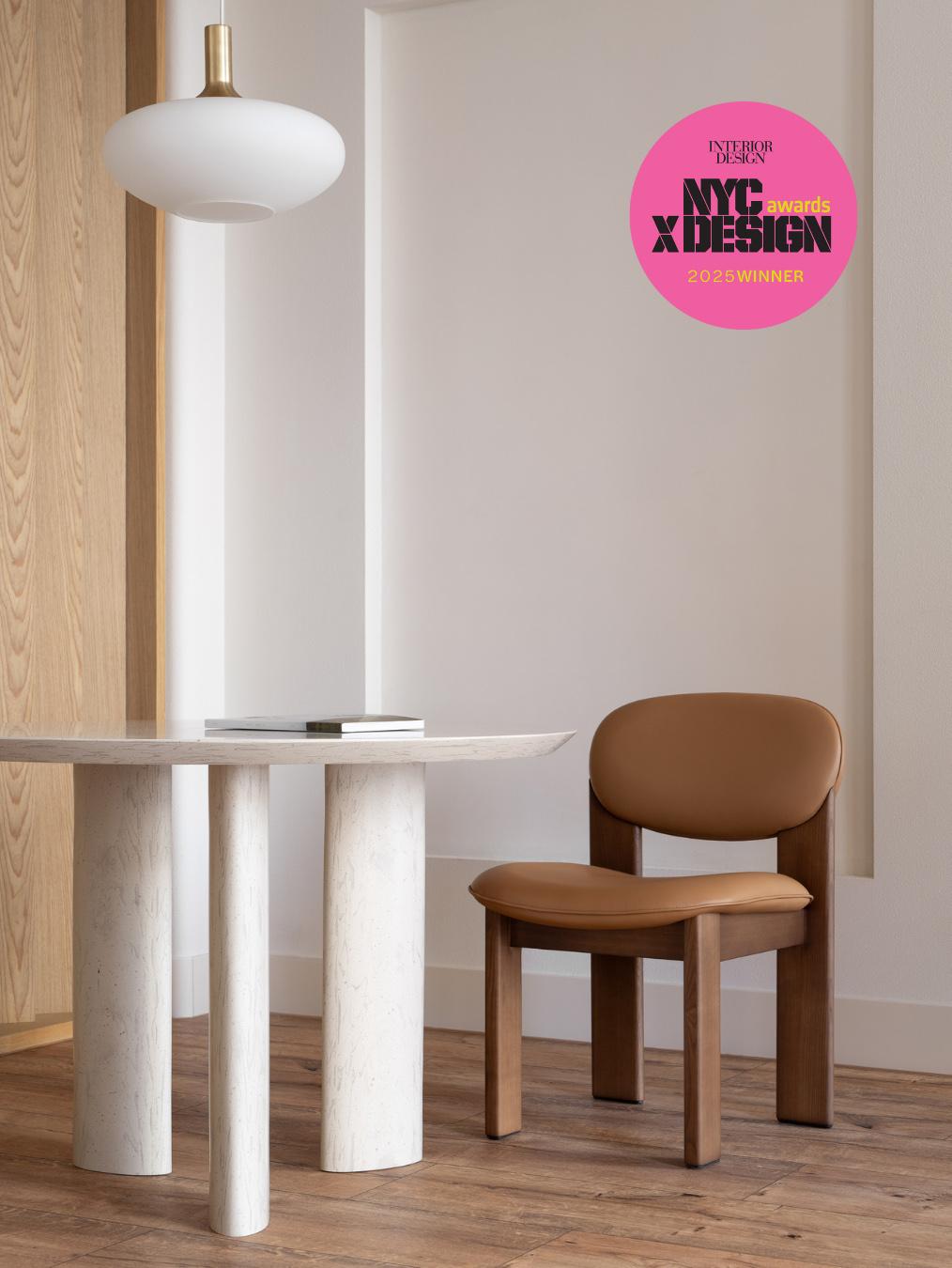Set of 6 Modern Dining Archipen Chair in Natural Leather 