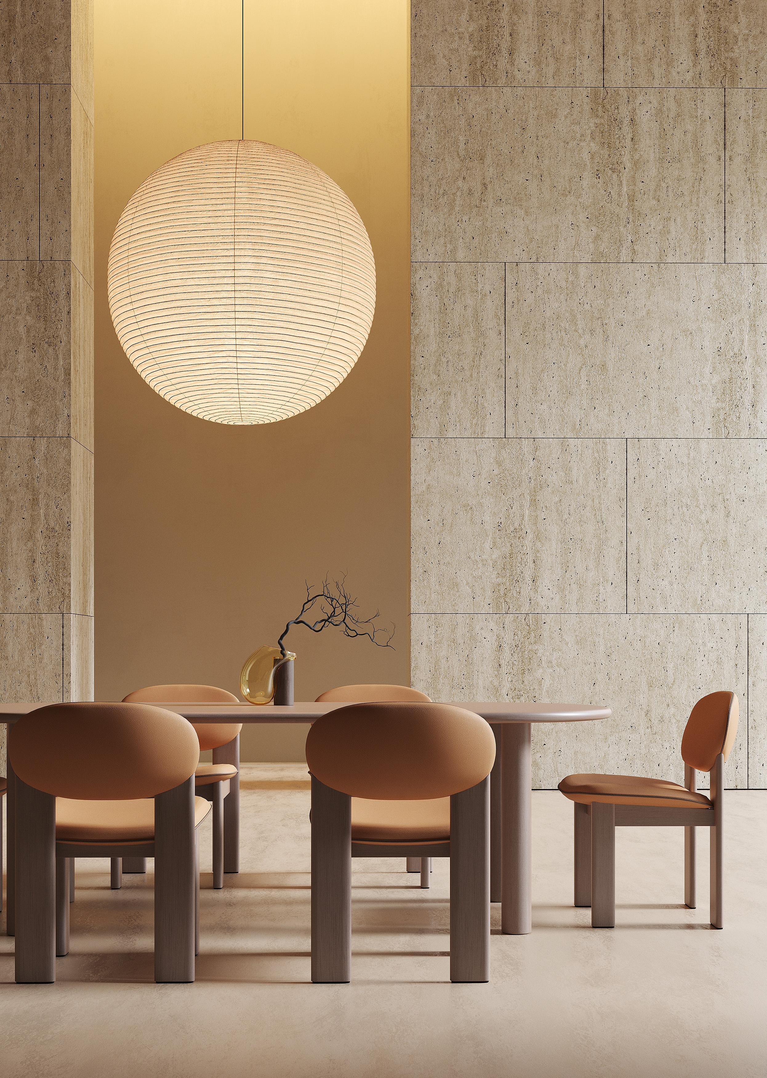 Set of 6 Modern Dining Archipen Chair in Natural Leather 