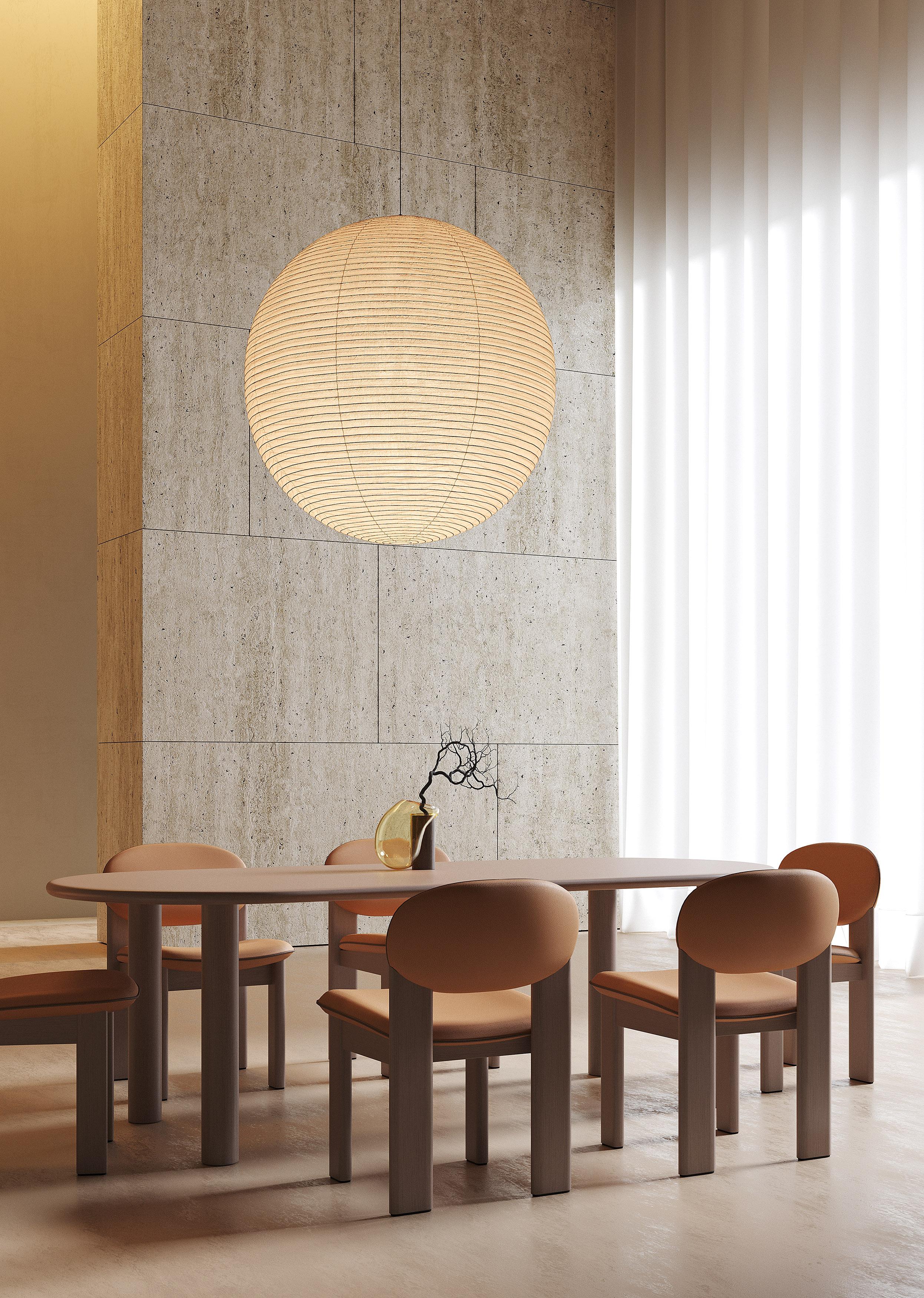 Set of 6 Modern Dining Archipen Chair in Natural Leather 