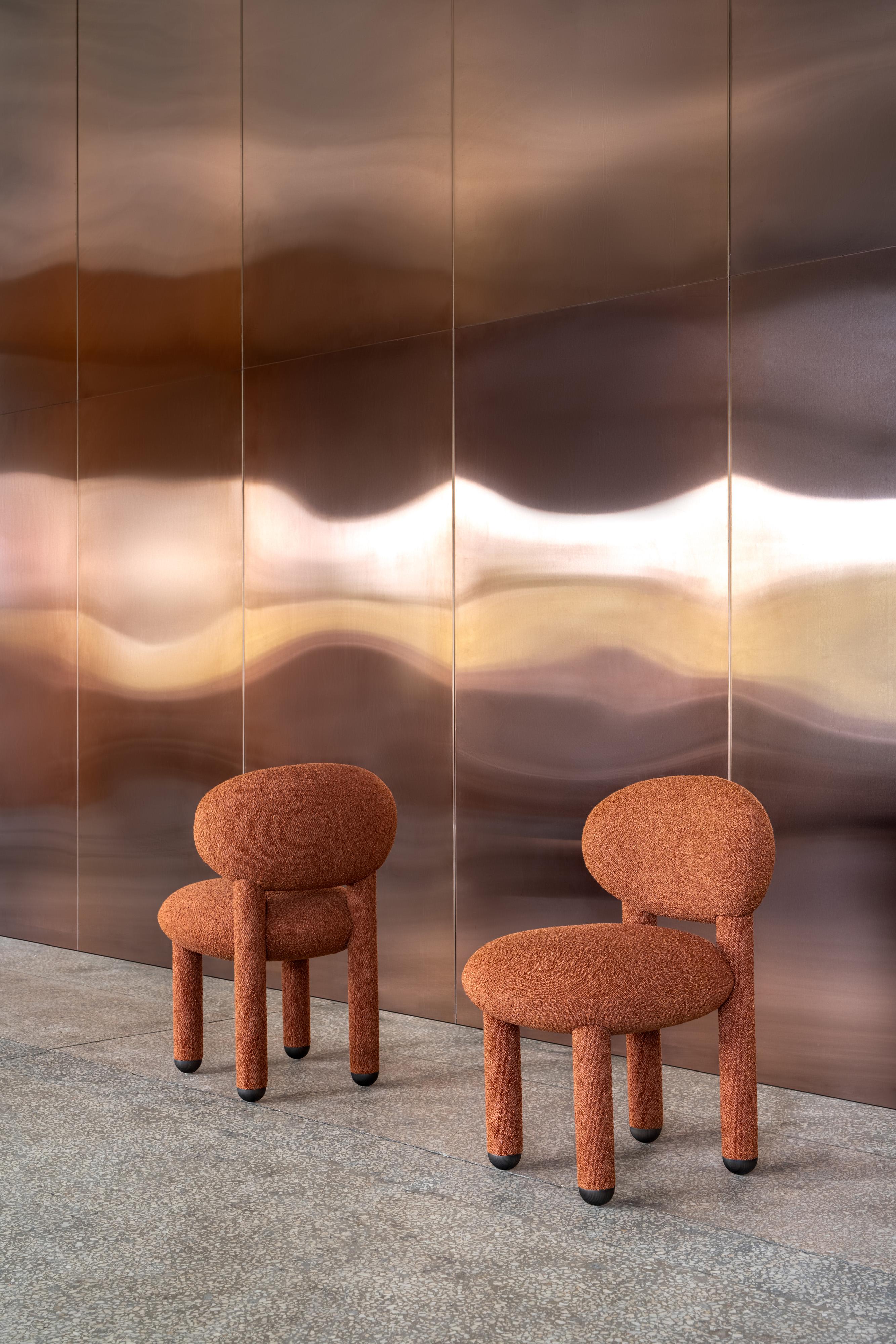 Moderne Lot de 6 chaises de salle à manger modernes Flock CS1 en polyester Baloo Boucle by NoOM en vente