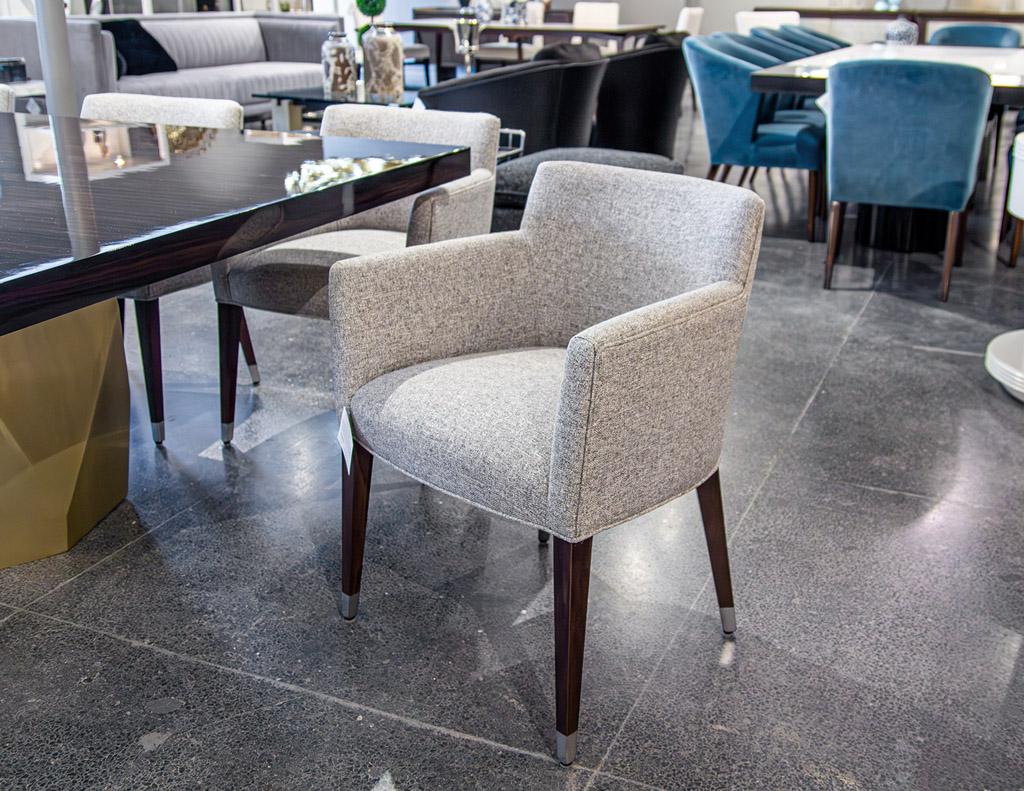 Ensemble de 6 chaises de salle à manger modernes en tissu de lin texturé en vente 5