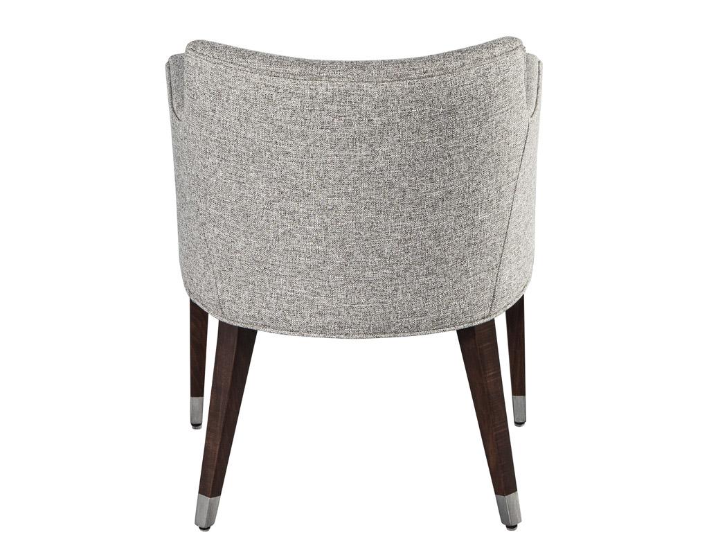 Set of 6 Modern Dining Chairs in Textured Linen Fabric For Sale 2