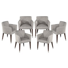 Ensemble de 6 chaises de salle à manger modernes en tissu de lin texturé