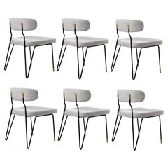 Set of 6 Modern Dining Chairs with Metal Base