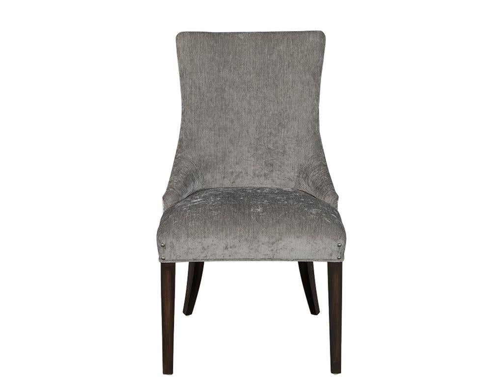 Canadian Set of 6 Modern Grey Dining Chairs For Sale