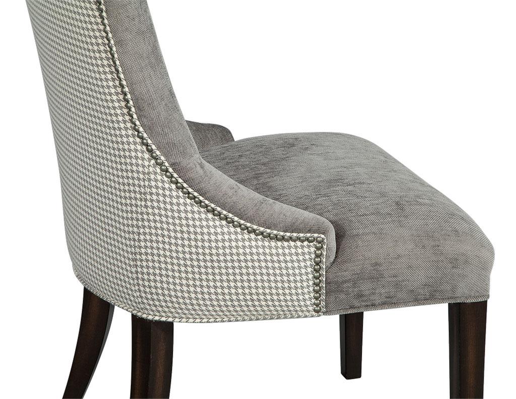 Canadian Set of 6 Modern Grey Dining Chairs For Sale
